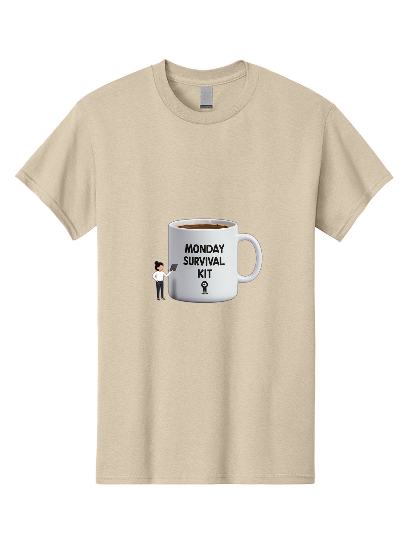 Monday-Survival-Kit Men'S Graphic Tee, 100% Cotton, Comfortable Casual Summer Wear, Machine Washable, Coffee Mug, Monday Motivation, Survival Kit, Morning Coffee, Coffee Break, Motivation, Morning Routine, Funny Coffee Mug, Office Humor, Bae538 8
