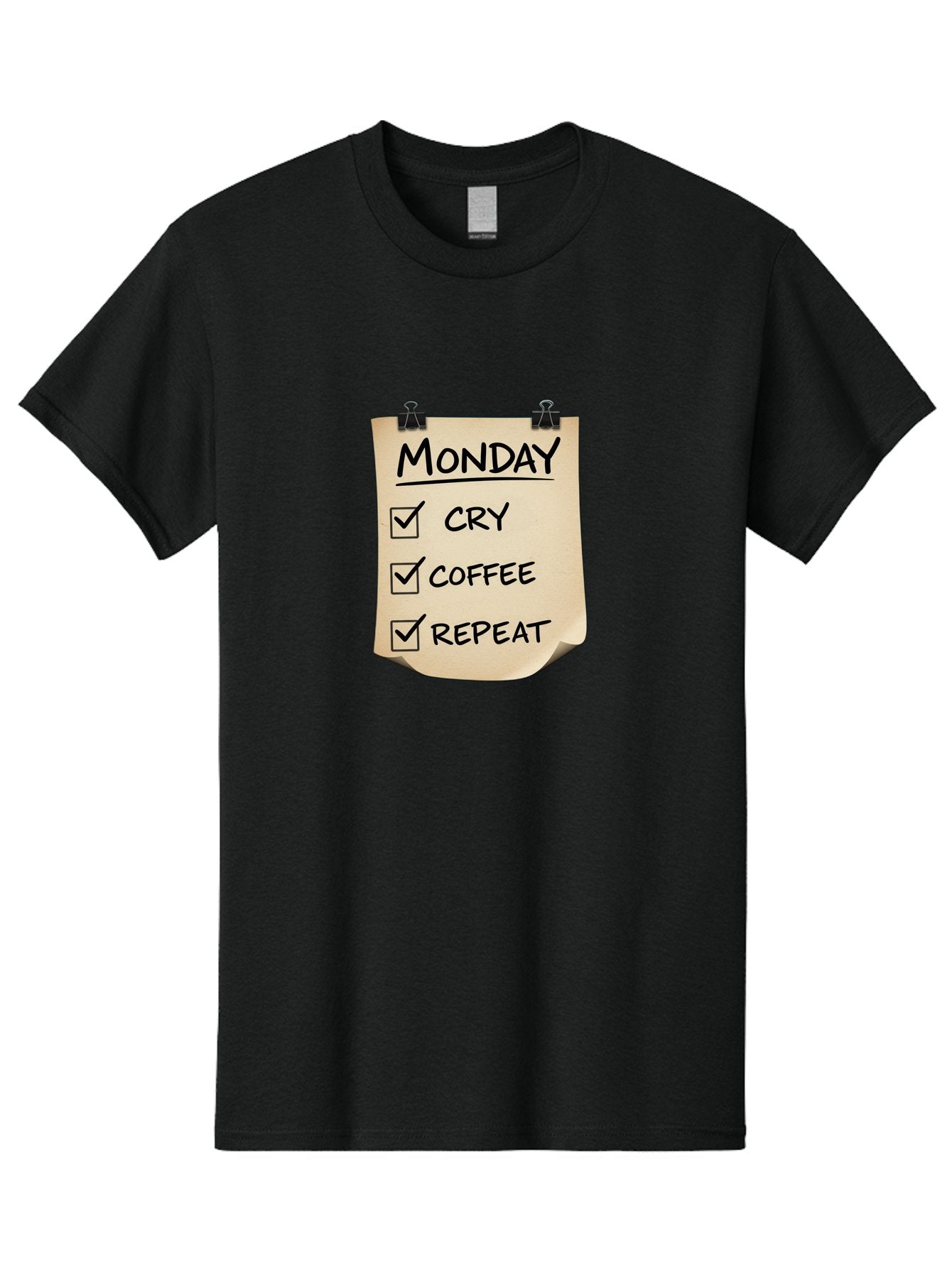 Monday-To-Do-List-1 Men'S Graphic Tee, 100% Cotton, Comfortable Casual Summer Wear, Machine Washable, Monday Motivation, Funny To-Do List, Humor, Coffee Lover, Cry Coffee Repeat, Monday Blues, Motivational Quote, Monday Humor Bae539 5