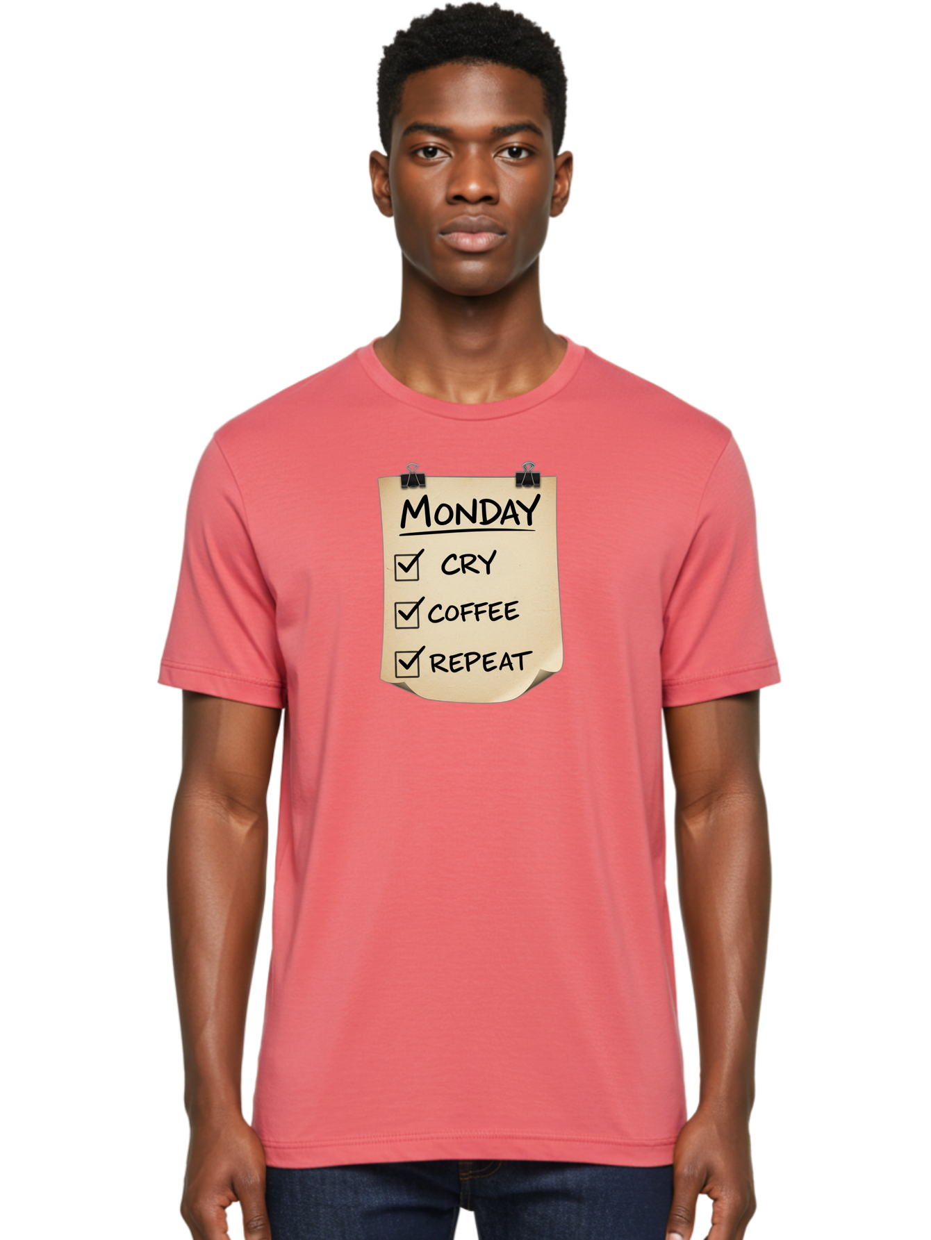 Monday-To-Do-List-1 Men'S Graphic Tee, 100% Cotton, Comfortable Casual Summer Wear, Machine Washable, Monday Motivation, Funny To-Do List, Humor, Coffee Lover, Cry Coffee Repeat, Monday Blues, Motivational Quote, Monday Humor Bae539 28