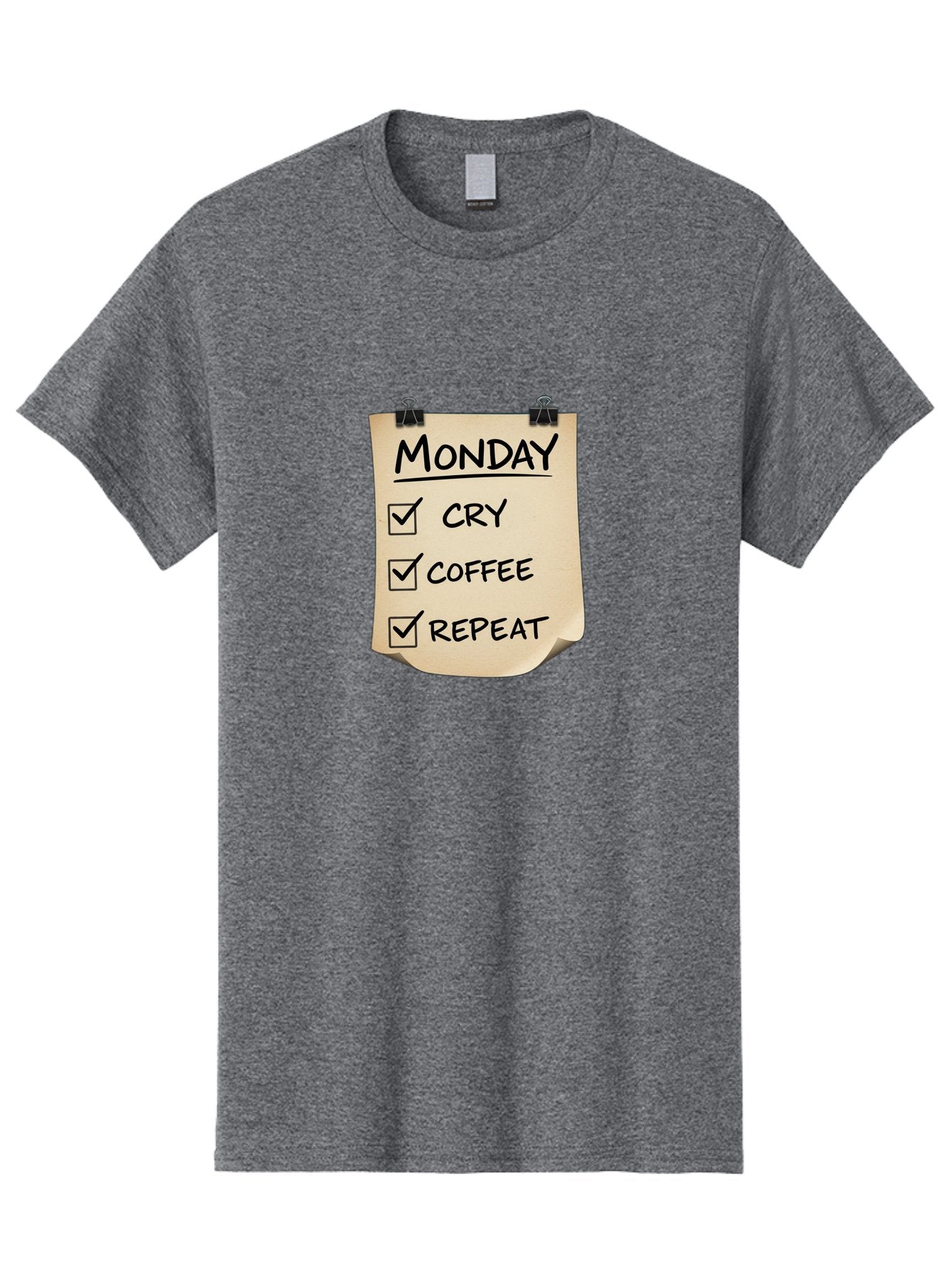 Monday-To-Do-List-1 Men'S Graphic Tee, 100% Cotton, Comfortable Casual Summer Wear, Machine Washable, Monday Motivation, Funny To-Do List, Humor, Coffee Lover, Cry Coffee Repeat, Monday Blues, Motivational Quote, Monday Humor Bae539 15