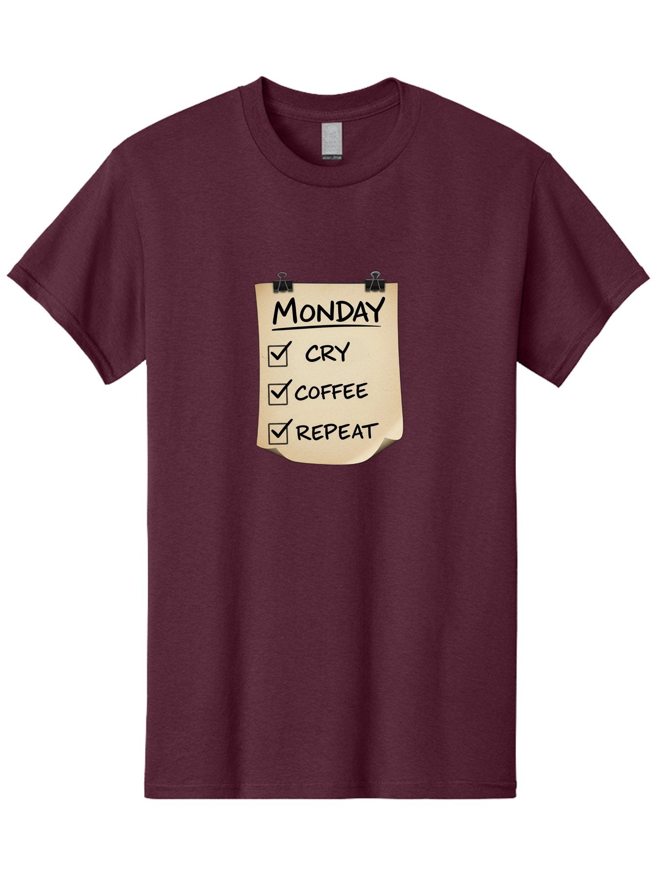 Monday-To-Do-List-1 Men'S Graphic Tee, 100% Cotton, Comfortable Casual Summer Wear, Machine Washable, Monday Motivation, Funny To-Do List, Humor, Coffee Lover, Cry Coffee Repeat, Monday Blues, Motivational Quote, Monday Humor Bae539 6
