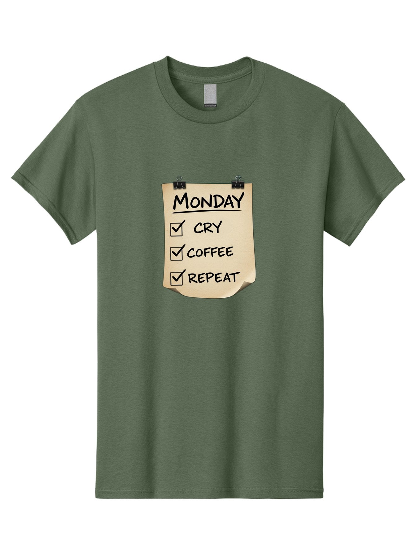Monday-To-Do-List-1 Men'S Graphic Tee, 100% Cotton, Comfortable Casual Summer Wear, Machine Washable, Monday Motivation, Funny To-Do List, Humor, Coffee Lover, Cry Coffee Repeat, Monday Blues, Motivational Quote, Monday Humor Bae539 3