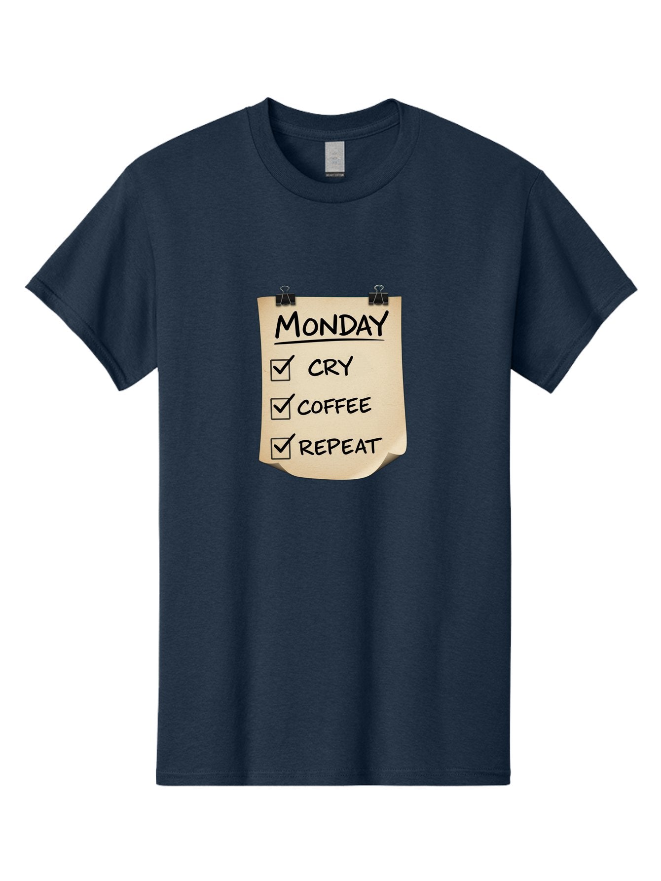 Monday-To-Do-List-1 Men'S Graphic Tee, 100% Cotton, Comfortable Casual Summer Wear, Machine Washable, Monday Motivation, Funny To-Do List, Humor, Coffee Lover, Cry Coffee Repeat, Monday Blues, Motivational Quote, Monday Humor Bae539 8