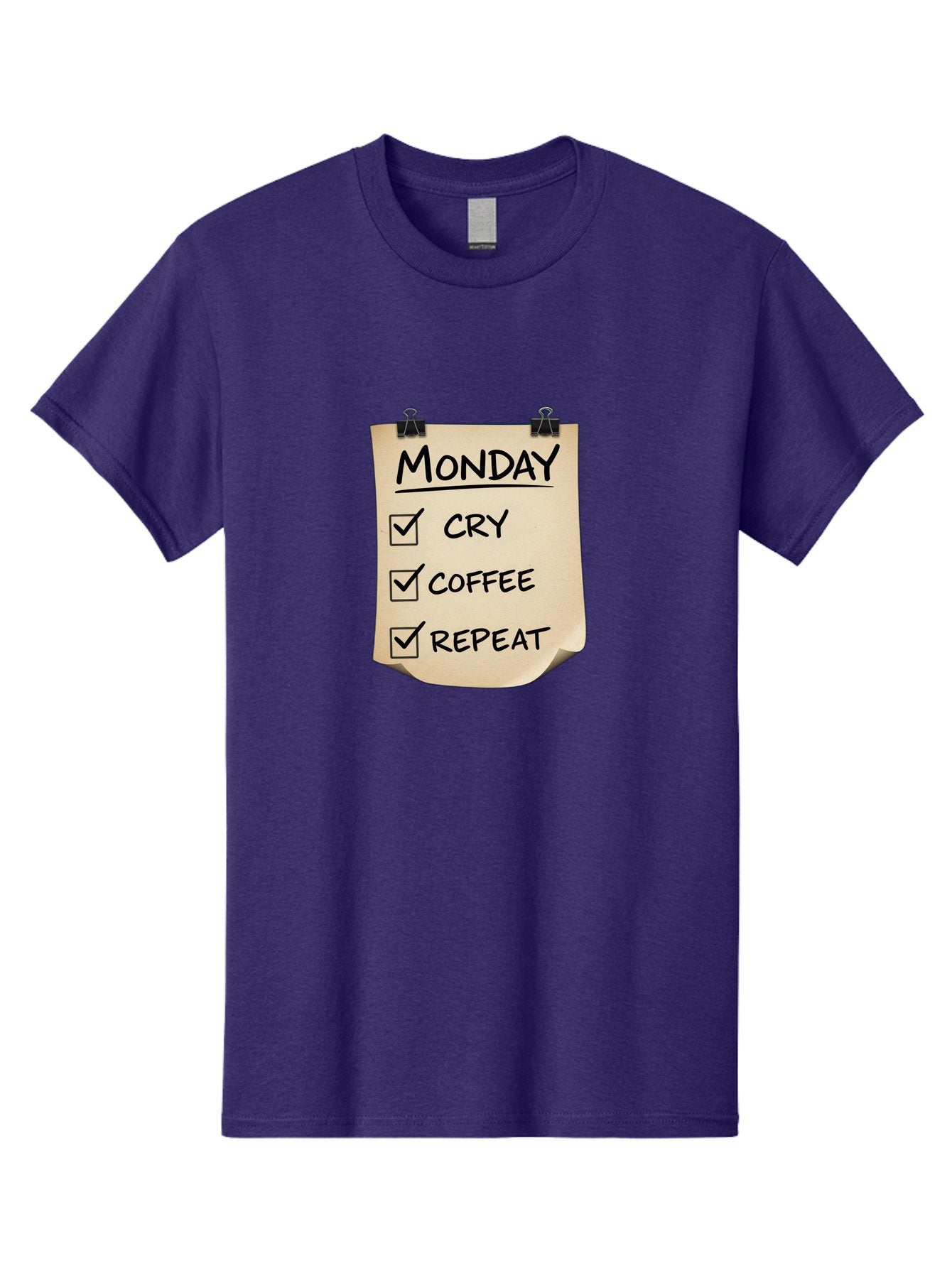 Monday-To-Do-List-1 Men'S Graphic Tee, 100% Cotton, Comfortable Casual Summer Wear, Machine Washable, Monday Motivation, Funny To-Do List, Humor, Coffee Lover, Cry Coffee Repeat, Monday Blues, Motivational Quote, Monday Humor Bae539 13