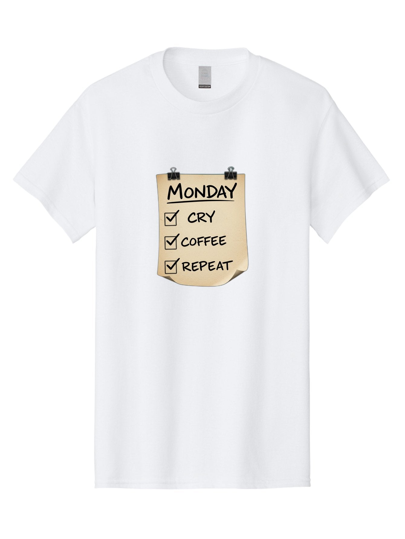 Monday-To-Do-List-1 Men'S Graphic Tee, 100% Cotton, Comfortable Casual Summer Wear, Machine Washable, Monday Motivation, Funny To-Do List, Humor, Coffee Lover, Cry Coffee Repeat, Monday Blues, Motivational Quote, Monday Humor Bae539