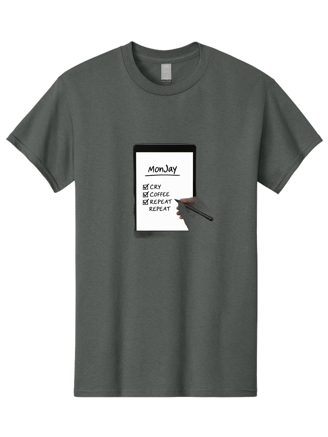Monday-To-Do-List Men'S Graphic Tee, 100% Cotton, Comfortable Casual Summer Wear, Machine Washable, Monday To-Do List, Humorously Writing Task, Cry, Coffee, Repeat, Morning Routine Tasks, Checklist, Productivity, Task Management, Funny, Bae541 8