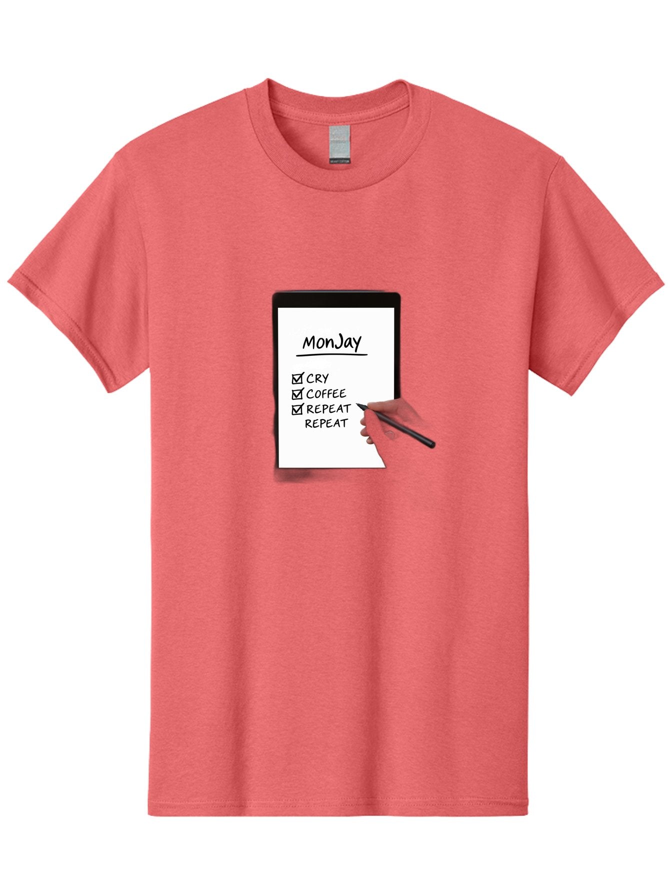Monday-To-Do-List Men'S Graphic Tee, 100% Cotton, Comfortable Casual Summer Wear, Machine Washable, Monday To-Do List, Humorously Writing Task, Cry, Coffee, Repeat, Morning Routine Tasks, Checklist, Productivity, Task Management, Funny, Bae541 6