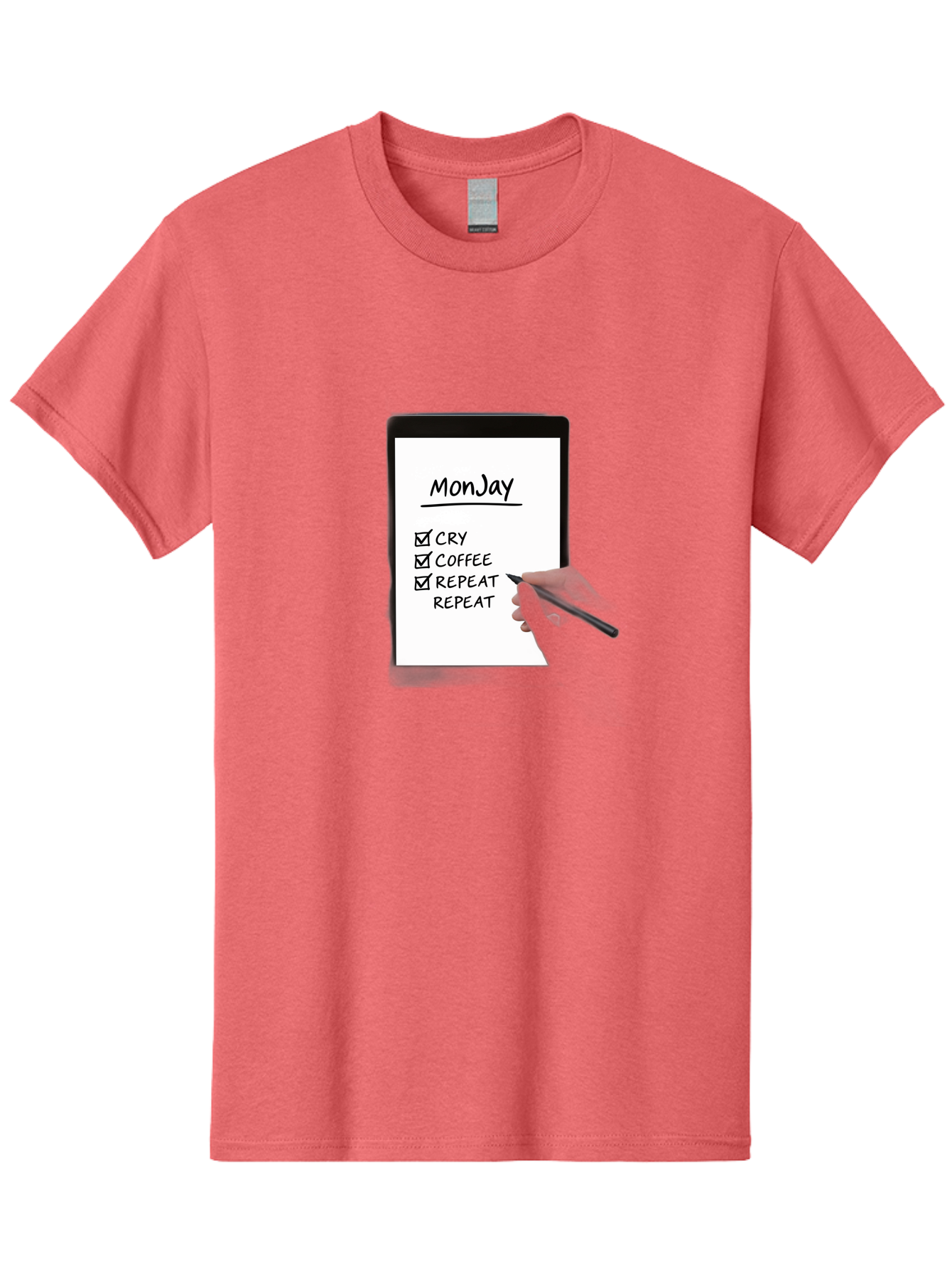 Monday-To-Do-List Men'S Graphic Tee, 100% Cotton, Comfortable Casual Summer Wear, Machine Washable, Monday To-Do List, Humorously Writing Task, Cry, Coffee, Repeat, Morning Routine Tasks, Checklist, Productivity, Task Management, Funny, Bae541 7