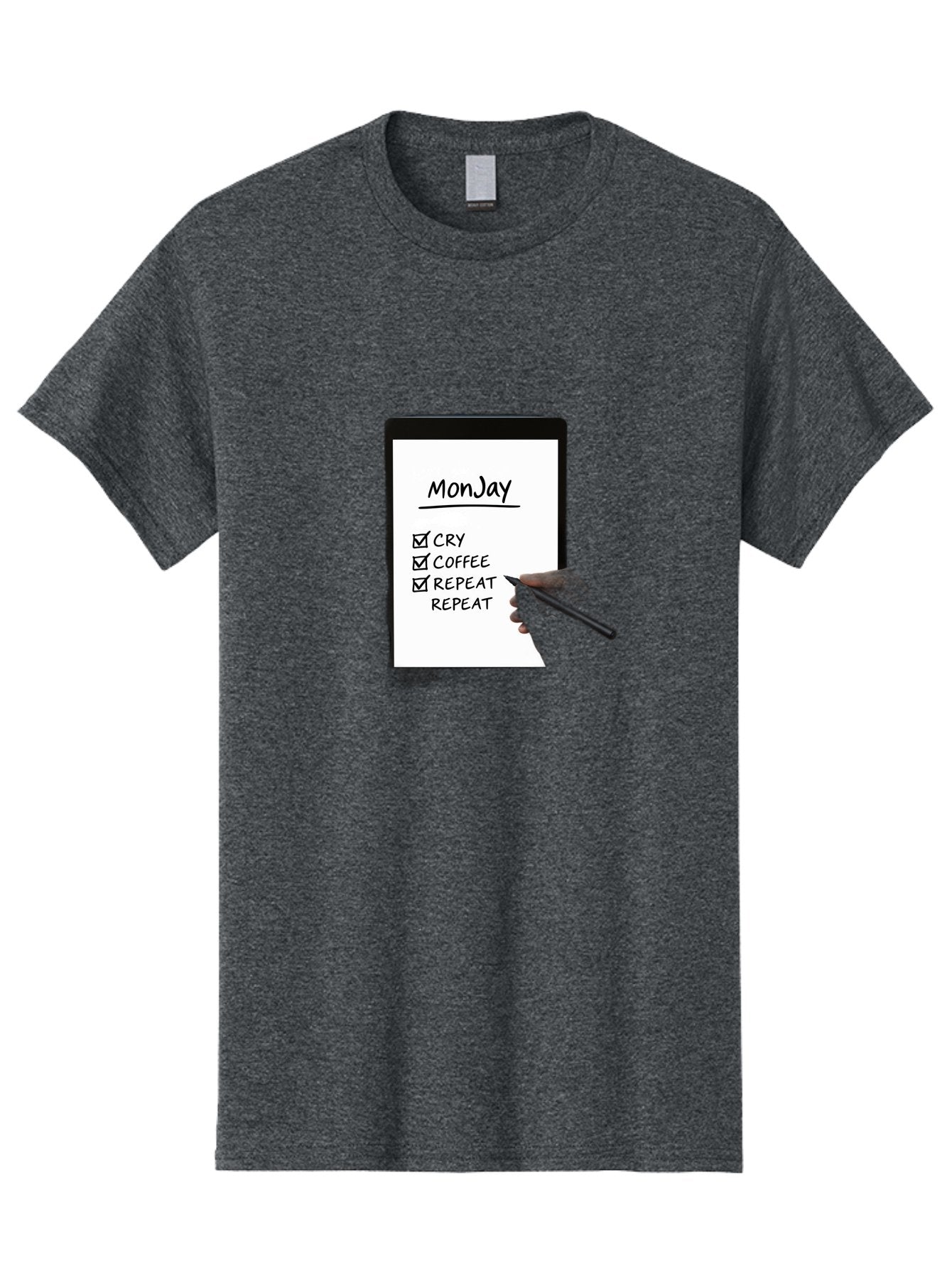 Monday-To-Do-List Men'S Graphic Tee, 100% Cotton, Comfortable Casual Summer Wear, Machine Washable, Monday To-Do List, Humorously Writing Task, Cry, Coffee, Repeat, Morning Routine Tasks, Checklist, Productivity, Task Management, Funny, Bae541 10