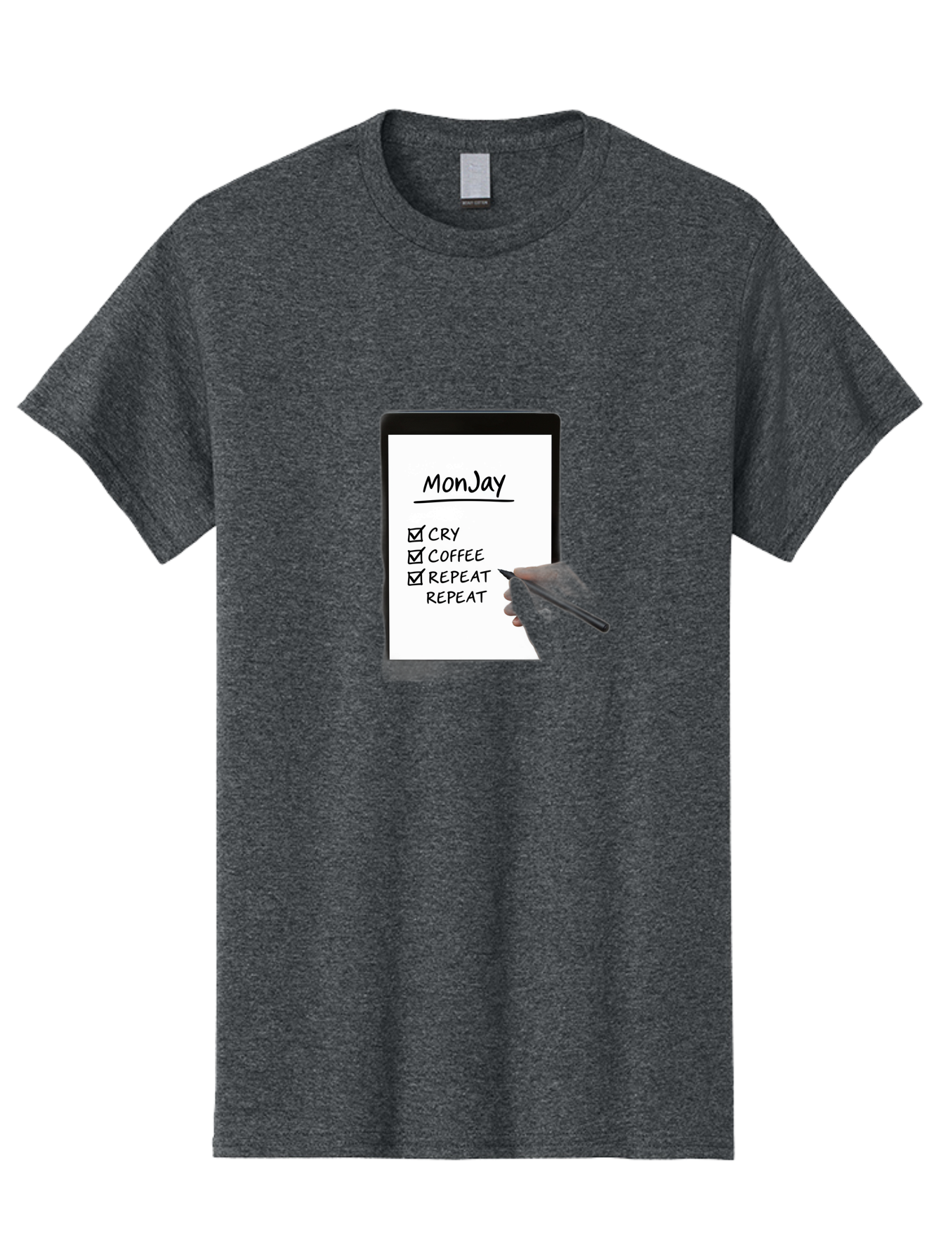 Monday-To-Do-List Men'S Graphic Tee, 100% Cotton, Comfortable Casual Summer Wear, Machine Washable, Monday To-Do List, Humorously Writing Task, Cry, Coffee, Repeat, Morning Routine Tasks, Checklist, Productivity, Task Management, Funny, Bae541 14