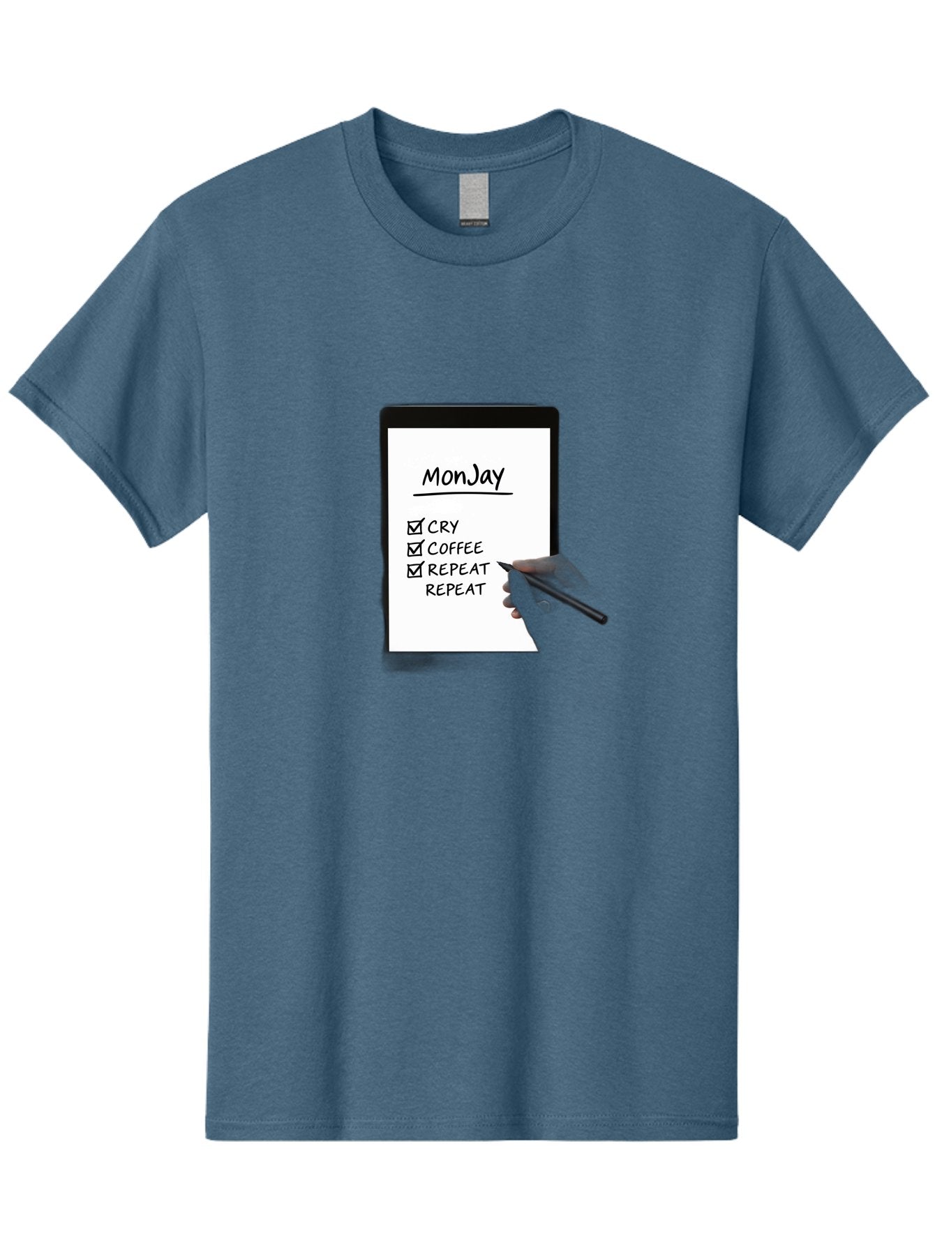 Monday-To-Do-List Men'S Graphic Tee, 100% Cotton, Comfortable Casual Summer Wear, Machine Washable, Monday To-Do List, Humorously Writing Task, Cry, Coffee, Repeat, Morning Routine Tasks, Checklist, Productivity, Task Management, Funny, Bae541 15