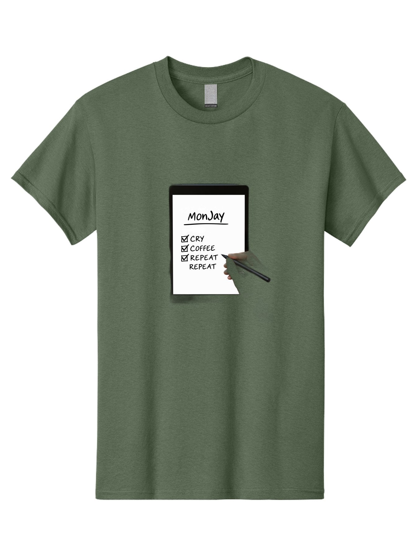 Monday-To-Do-List Men'S Graphic Tee, 100% Cotton, Comfortable Casual Summer Wear, Machine Washable, Monday To-Do List, Humorously Writing Task, Cry, Coffee, Repeat, Morning Routine Tasks, Checklist, Productivity, Task Management, Funny, Bae541 3