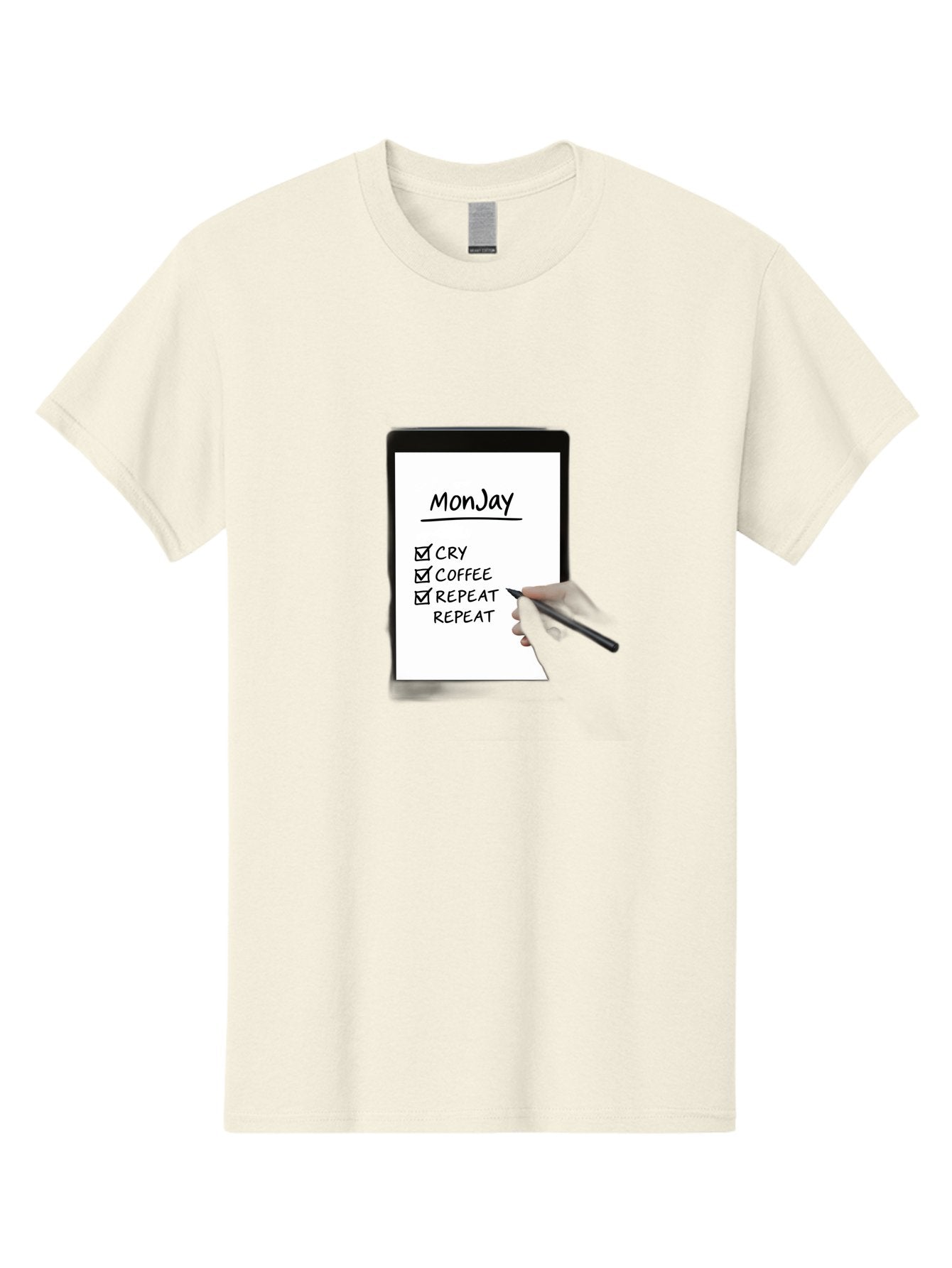 Monday-To-Do-List Men'S Graphic Tee, 100% Cotton, Comfortable Casual Summer Wear, Machine Washable, Monday To-Do List, Humorously Writing Task, Cry, Coffee, Repeat, Morning Routine Tasks, Checklist, Productivity, Task Management, Funny, Bae541 9