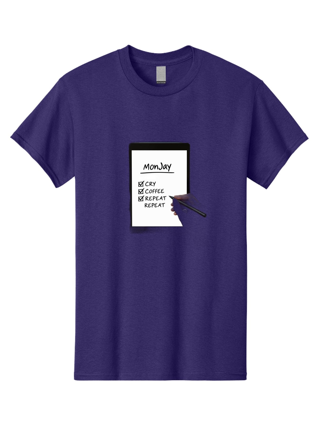 Monday-To-Do-List Men'S Graphic Tee, 100% Cotton, Comfortable Casual Summer Wear, Machine Washable, Monday To-Do List, Humorously Writing Task, Cry, Coffee, Repeat, Morning Routine Tasks, Checklist, Productivity, Task Management, Funny, Bae541 7