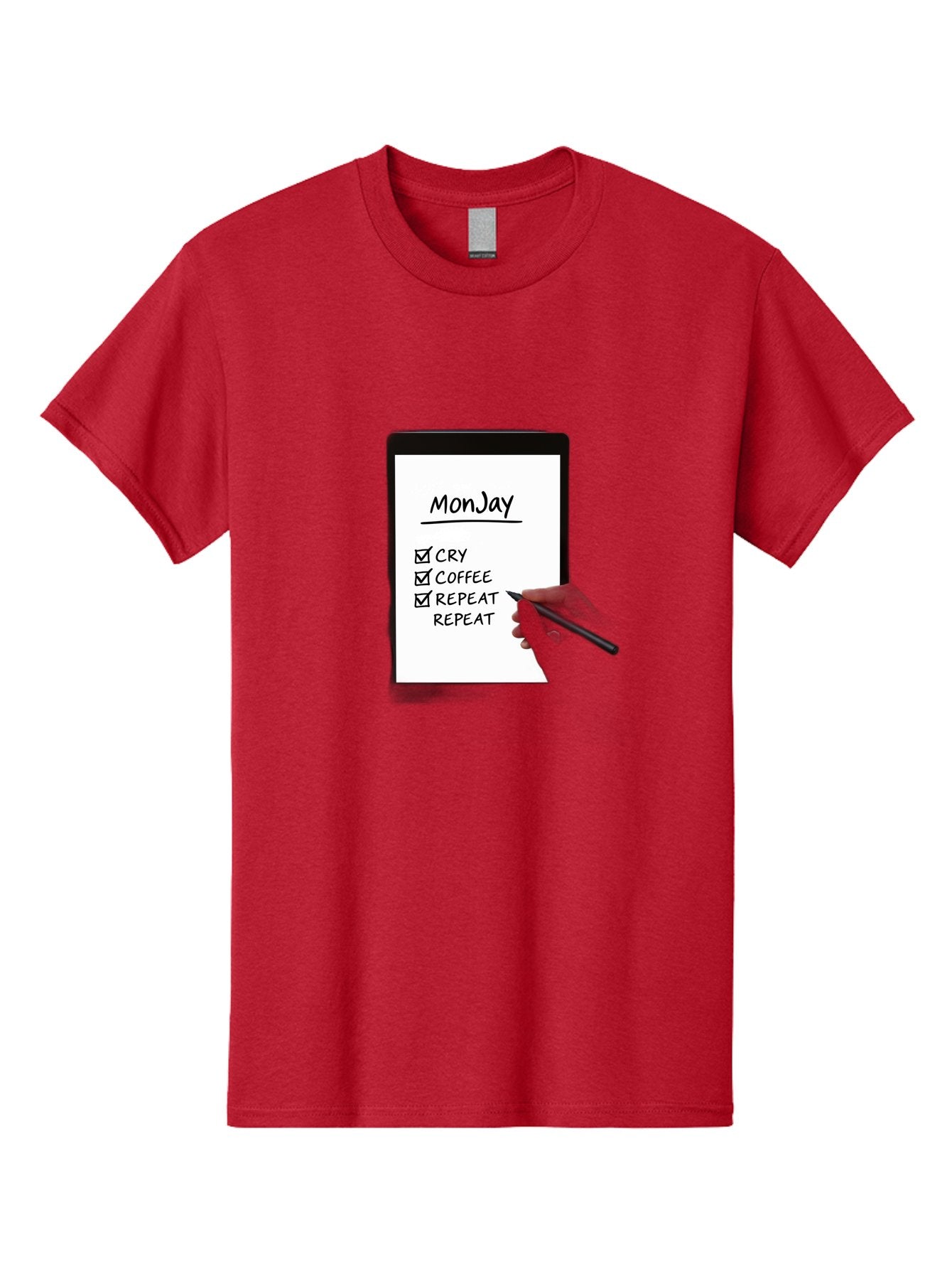 Monday-To-Do-List Men'S Graphic Tee, 100% Cotton, Comfortable Casual Summer Wear, Machine Washable, Monday To-Do List, Humorously Writing Task, Cry, Coffee, Repeat, Morning Routine Tasks, Checklist, Productivity, Task Management, Funny, Bae541 4