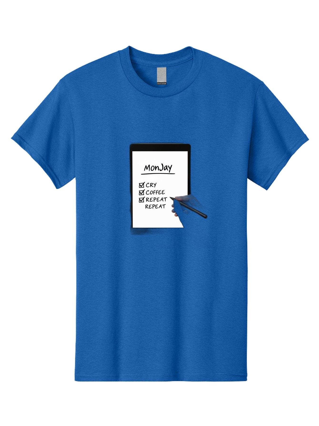 Monday-To-Do-List Men'S Graphic Tee, 100% Cotton, Comfortable Casual Summer Wear, Machine Washable, Monday To-Do List, Humorously Writing Task, Cry, Coffee, Repeat, Morning Routine Tasks, Checklist, Productivity, Task Management, Funny, Bae541 12