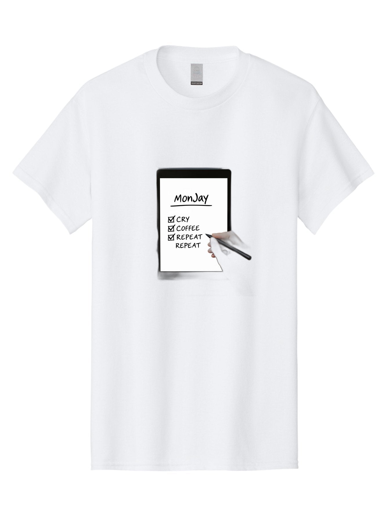 Monday-To-Do-List Men'S Graphic Tee, 100% Cotton, Comfortable Casual Summer Wear, Machine Washable, Monday To-Do List, Humorously Writing Task, Cry, Coffee, Repeat, Morning Routine Tasks, Checklist, Productivity, Task Management, Funny, Bae541 5