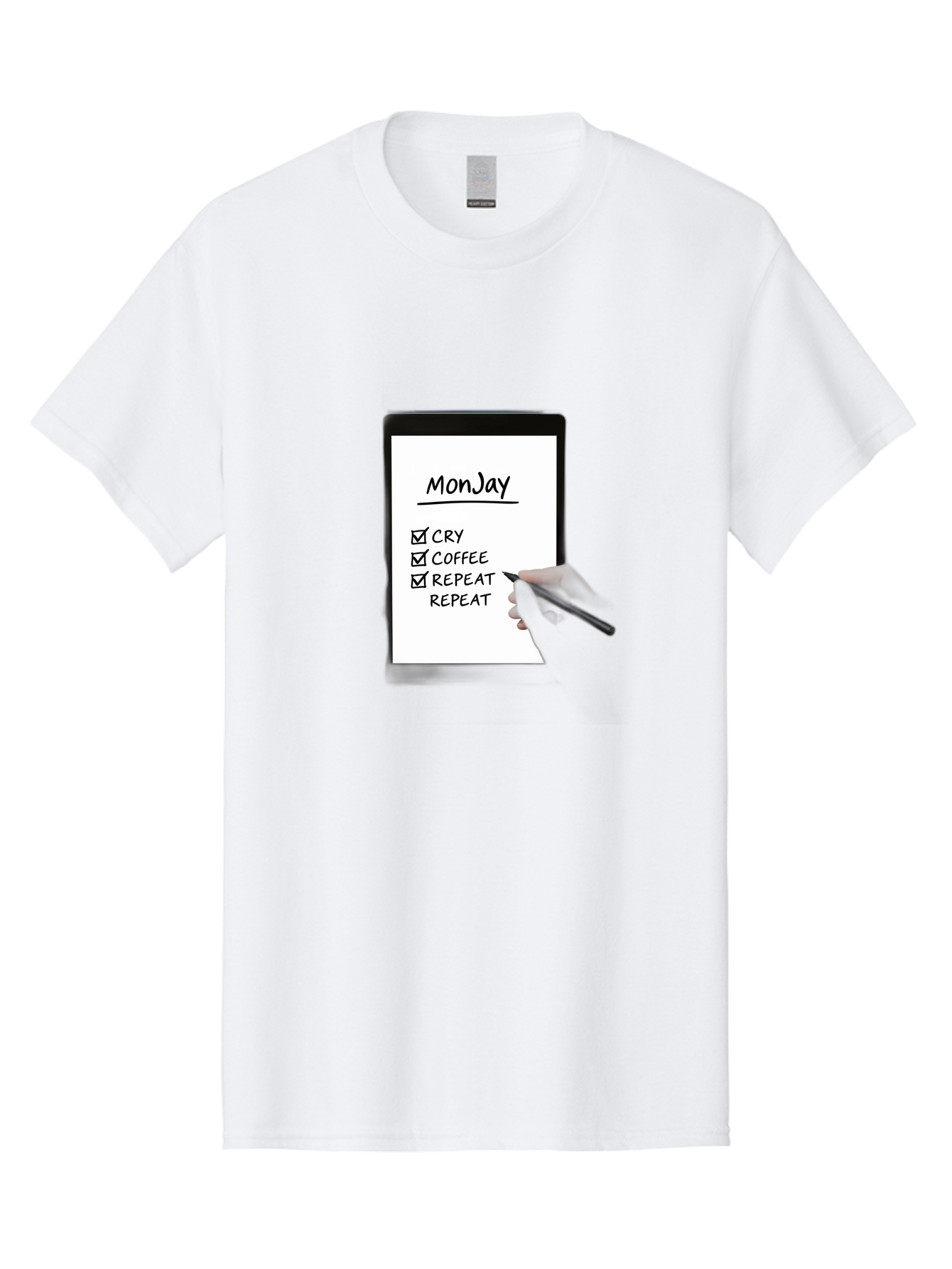 Monday-To-Do-List Men'S Graphic Tee, 100% Cotton, Comfortable Casual Summer Wear, Machine Washable, Monday To-Do List, Humorously Writing Task, Cry, Coffee, Repeat, Morning Routine Tasks, Checklist, Productivity, Task Management, Funny, Bae541 8