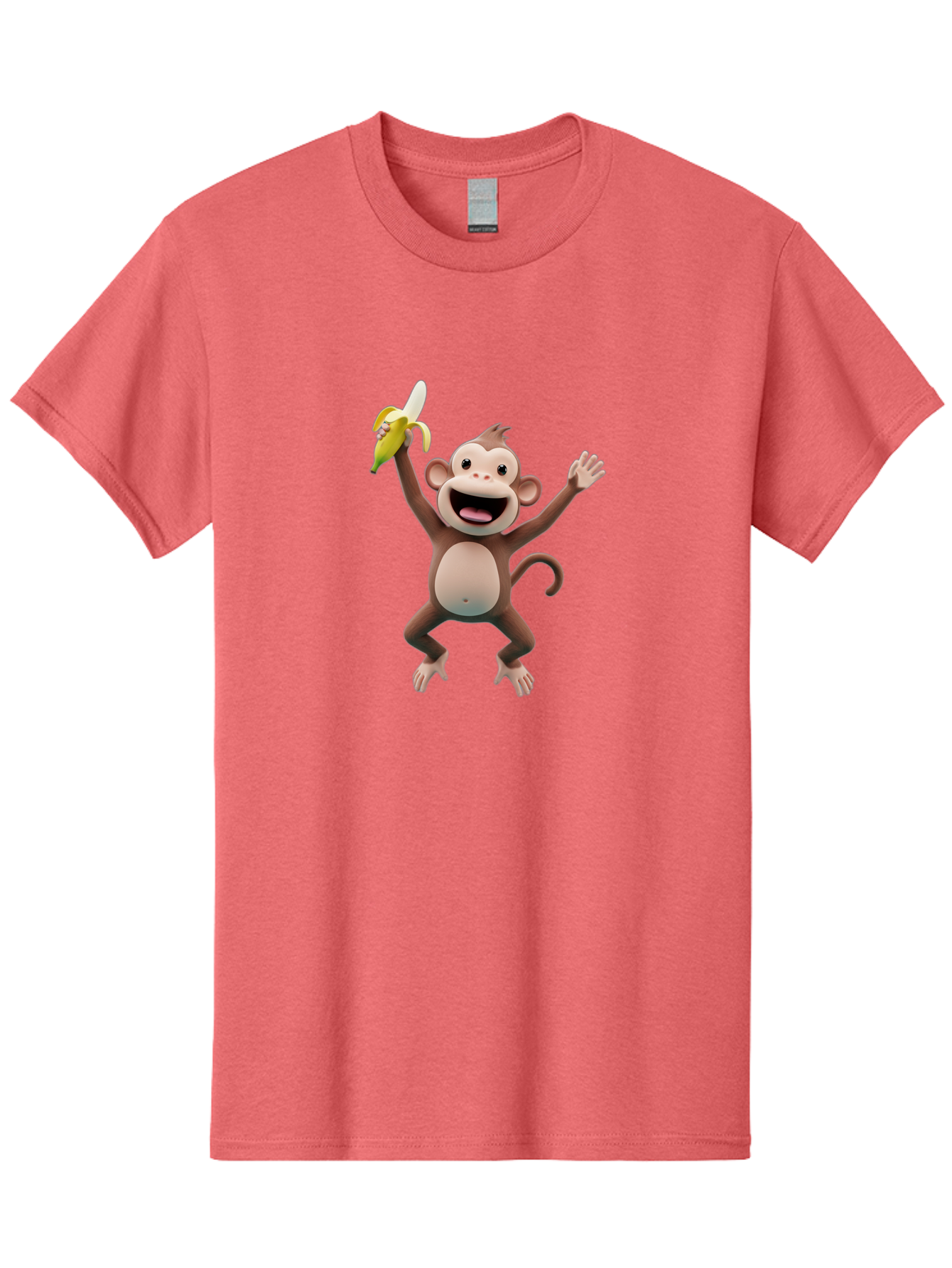 Monkey-With-Banana Men'S Graphic Tee, 100% Cotton, Comfortable Casual Summer Wear, Machine Washable, Cartoon Monkey, Playful Primate, Banana Treat, Funny Character, Joyful Expression, Animated Figure, Primate Portrait, Banana Snack, Bae543 4