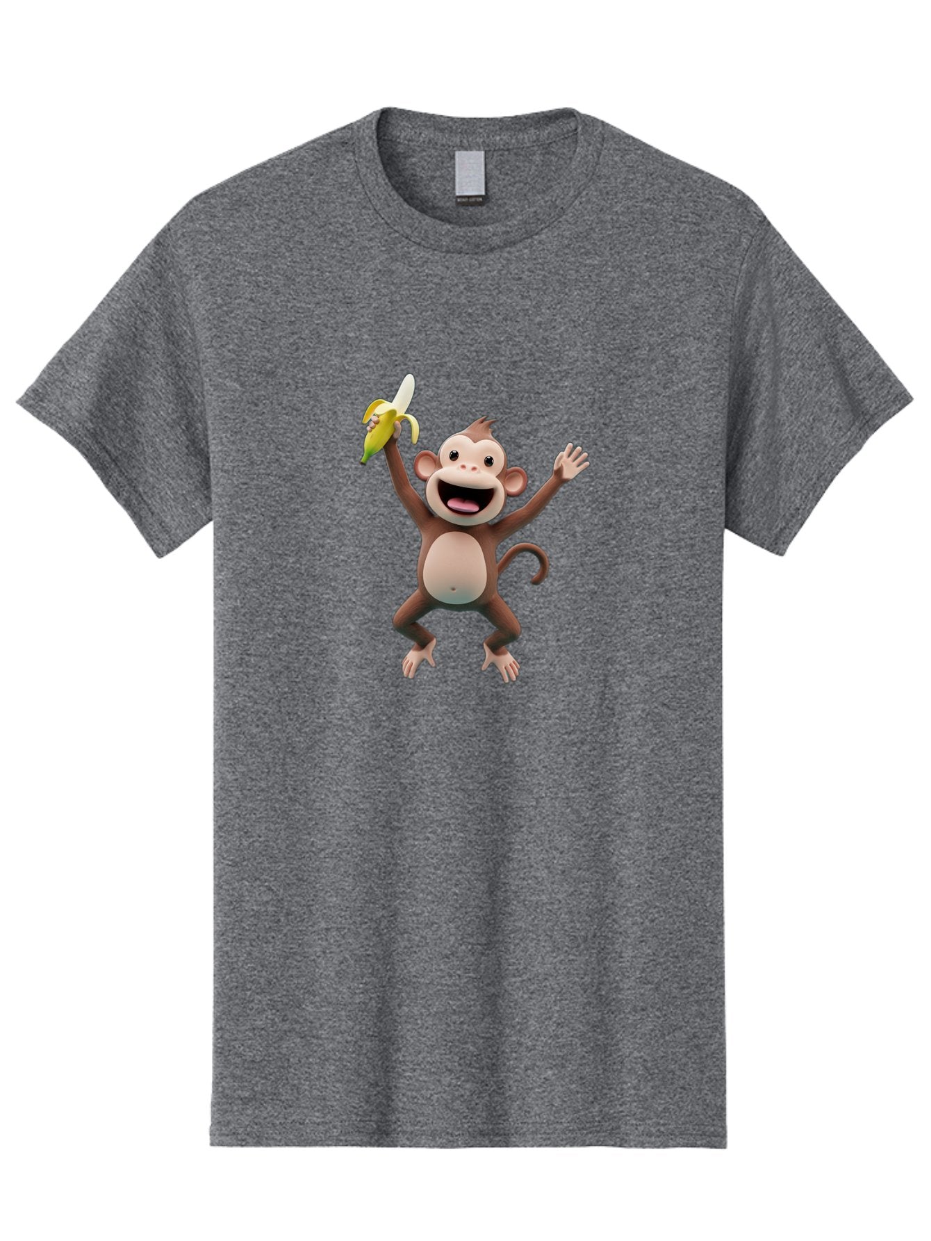 Monkey-With-Banana Men'S Graphic Tee, 100% Cotton, Comfortable Casual Summer Wear, Machine Washable, Cartoon Monkey, Playful Primate, Banana Treat, Funny Character, Joyful Expression, Animated Figure, Primate Portrait, Banana Snack, Bae543 6