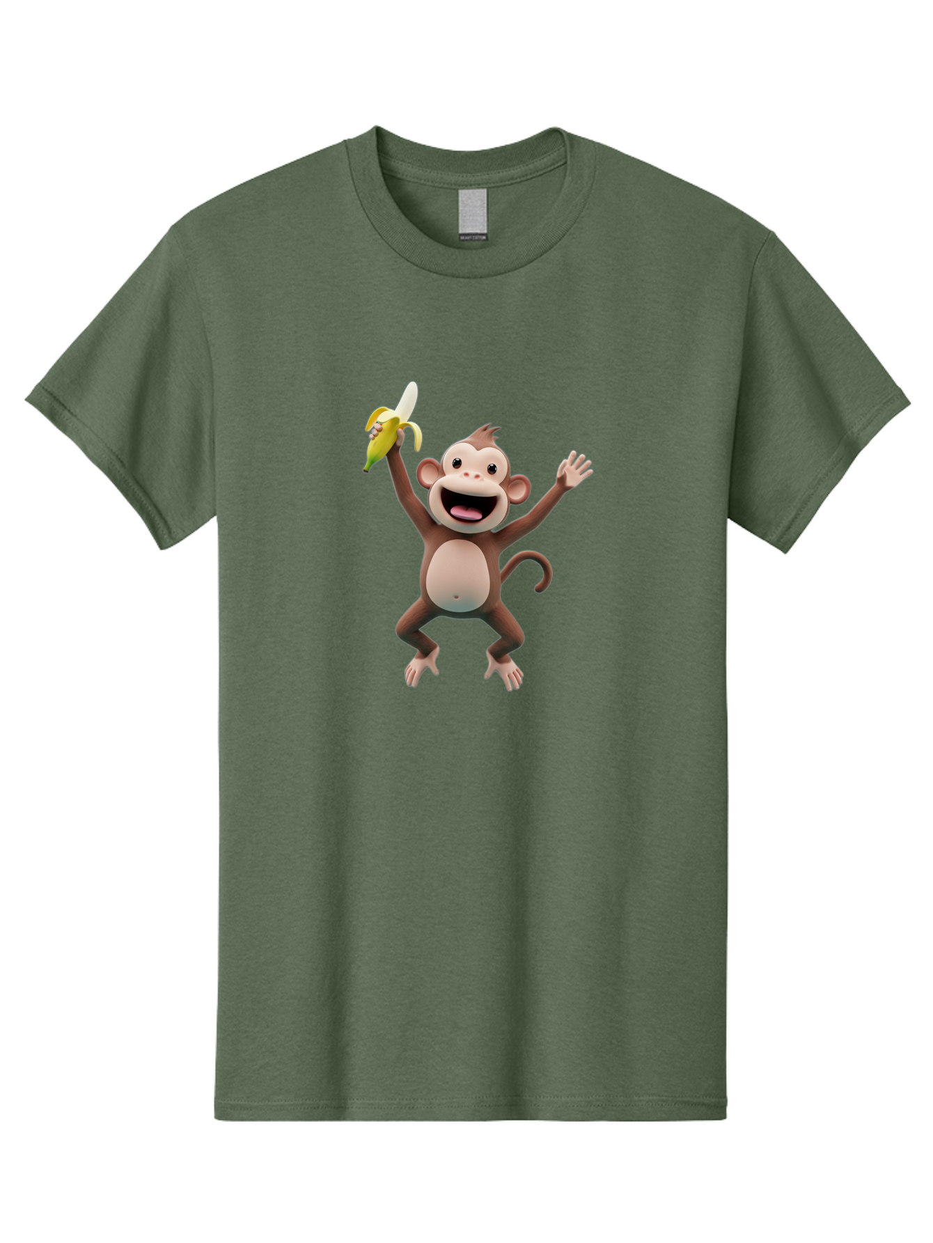 Monkey-With-Banana Men'S Graphic Tee, 100% Cotton, Comfortable Casual Summer Wear, Machine Washable, Cartoon Monkey, Playful Primate, Banana Treat, Funny Character, Joyful Expression, Animated Figure, Primate Portrait, Banana Snack, Bae543 15