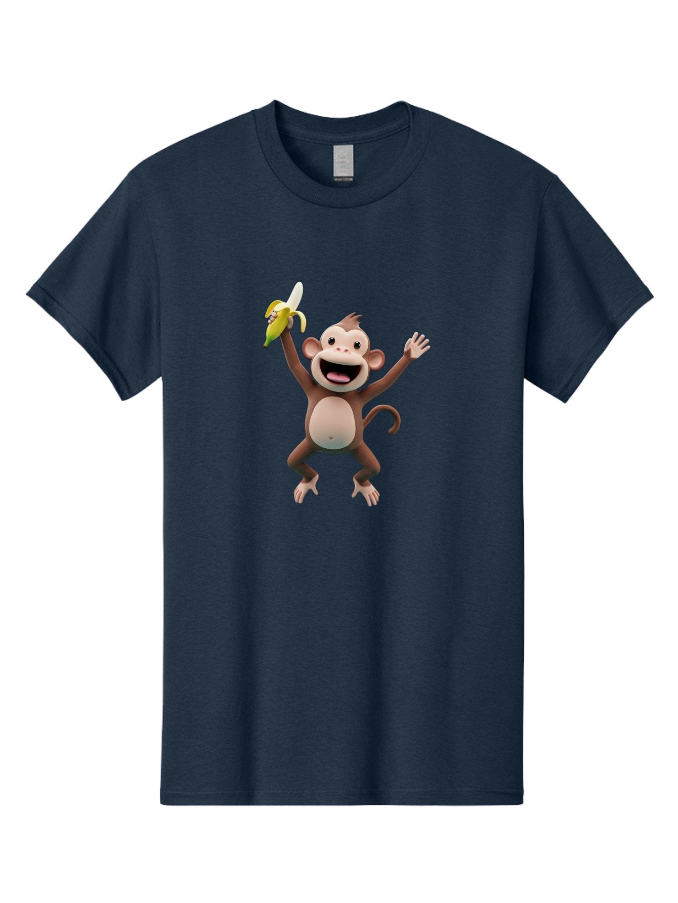 Monkey-With-Banana Men'S Graphic Tee, 100% Cotton, Comfortable Casual Summer Wear, Machine Washable, Cartoon Monkey, Playful Primate, Banana Treat, Funny Character, Joyful Expression, Animated Figure, Primate Portrait, Banana Snack, Bae543 15
