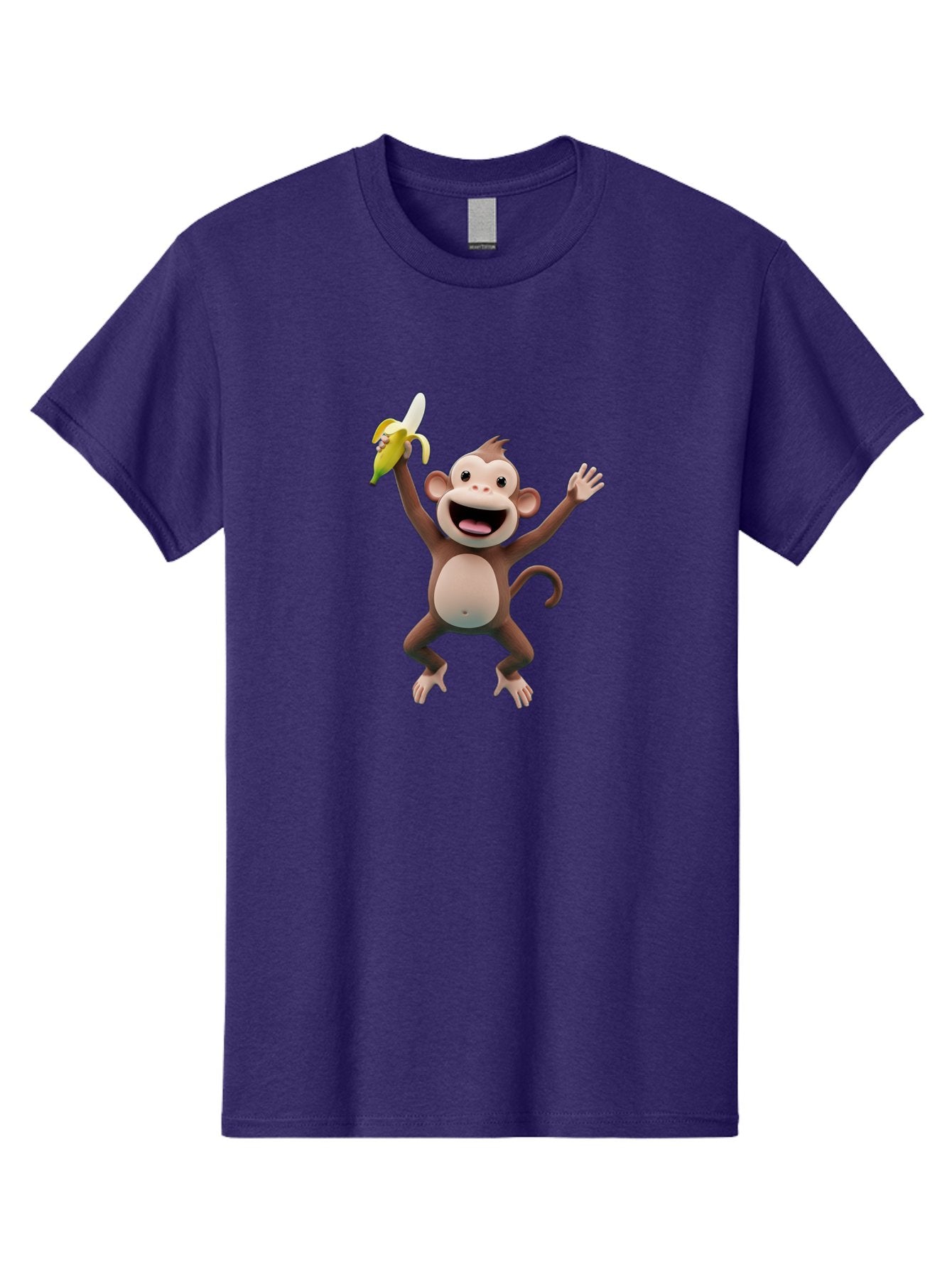 Monkey-With-Banana Men'S Graphic Tee, 100% Cotton, Comfortable Casual Summer Wear, Machine Washable, Cartoon Monkey, Playful Primate, Banana Treat, Funny Character, Joyful Expression, Animated Figure, Primate Portrait, Banana Snack, Bae543 12