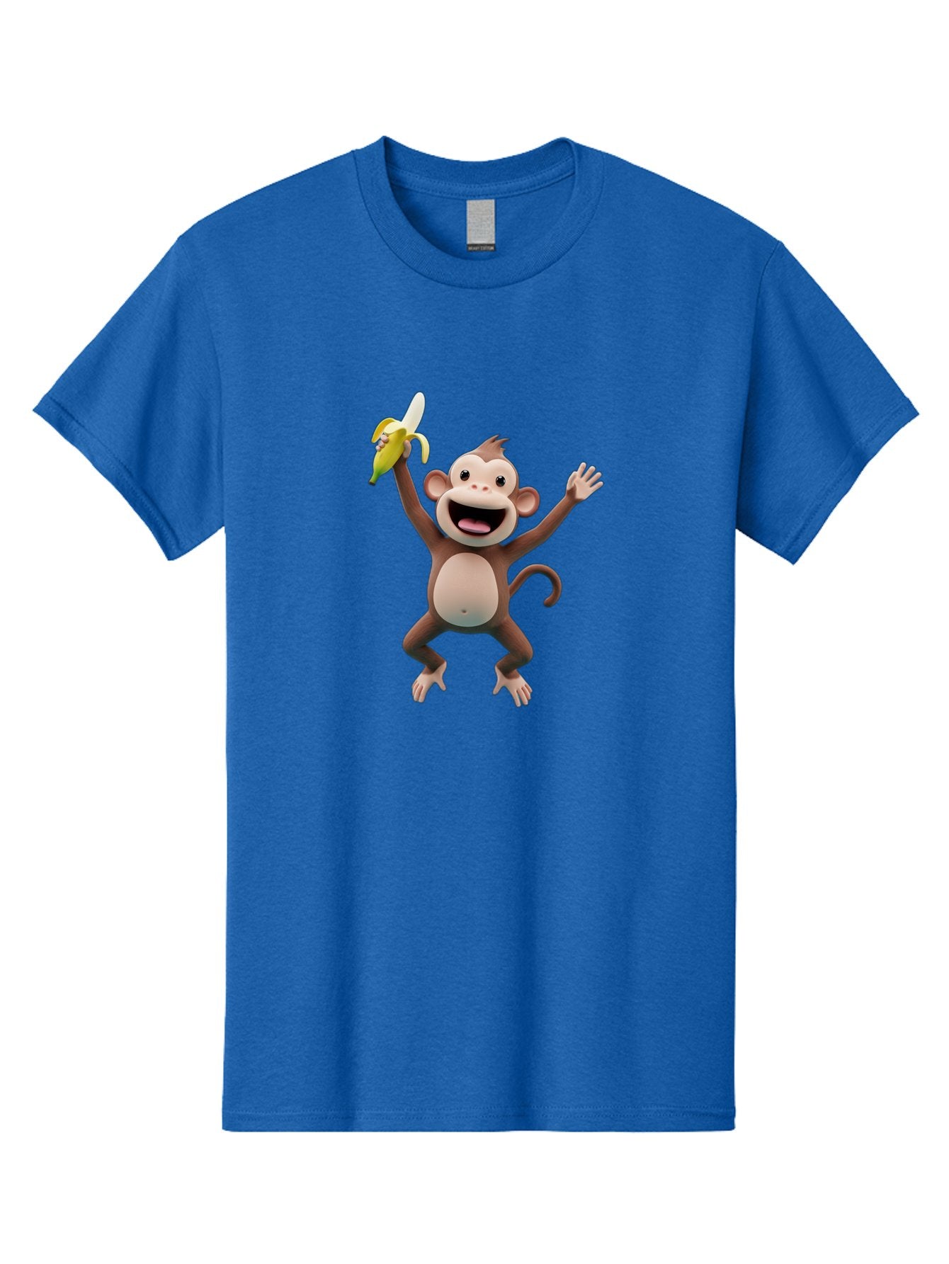 Monkey-With-Banana Men'S Graphic Tee, 100% Cotton, Comfortable Casual Summer Wear, Machine Washable, Cartoon Monkey, Playful Primate, Banana Treat, Funny Character, Joyful Expression, Animated Figure, Primate Portrait, Banana Snack, Bae543 5