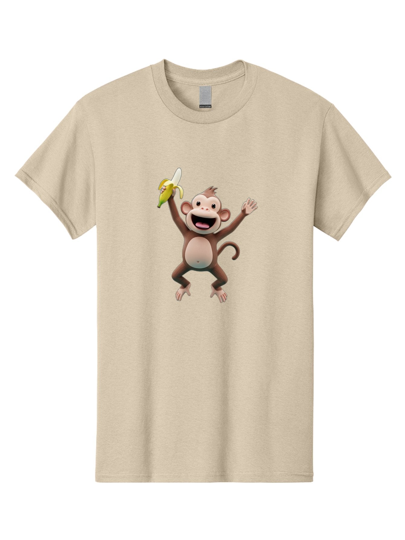 Monkey-With-Banana Men'S Graphic Tee, 100% Cotton, Comfortable Casual Summer Wear, Machine Washable, Cartoon Monkey, Playful Primate, Banana Treat, Funny Character, Joyful Expression, Animated Figure, Primate Portrait, Banana Snack, Bae543 7