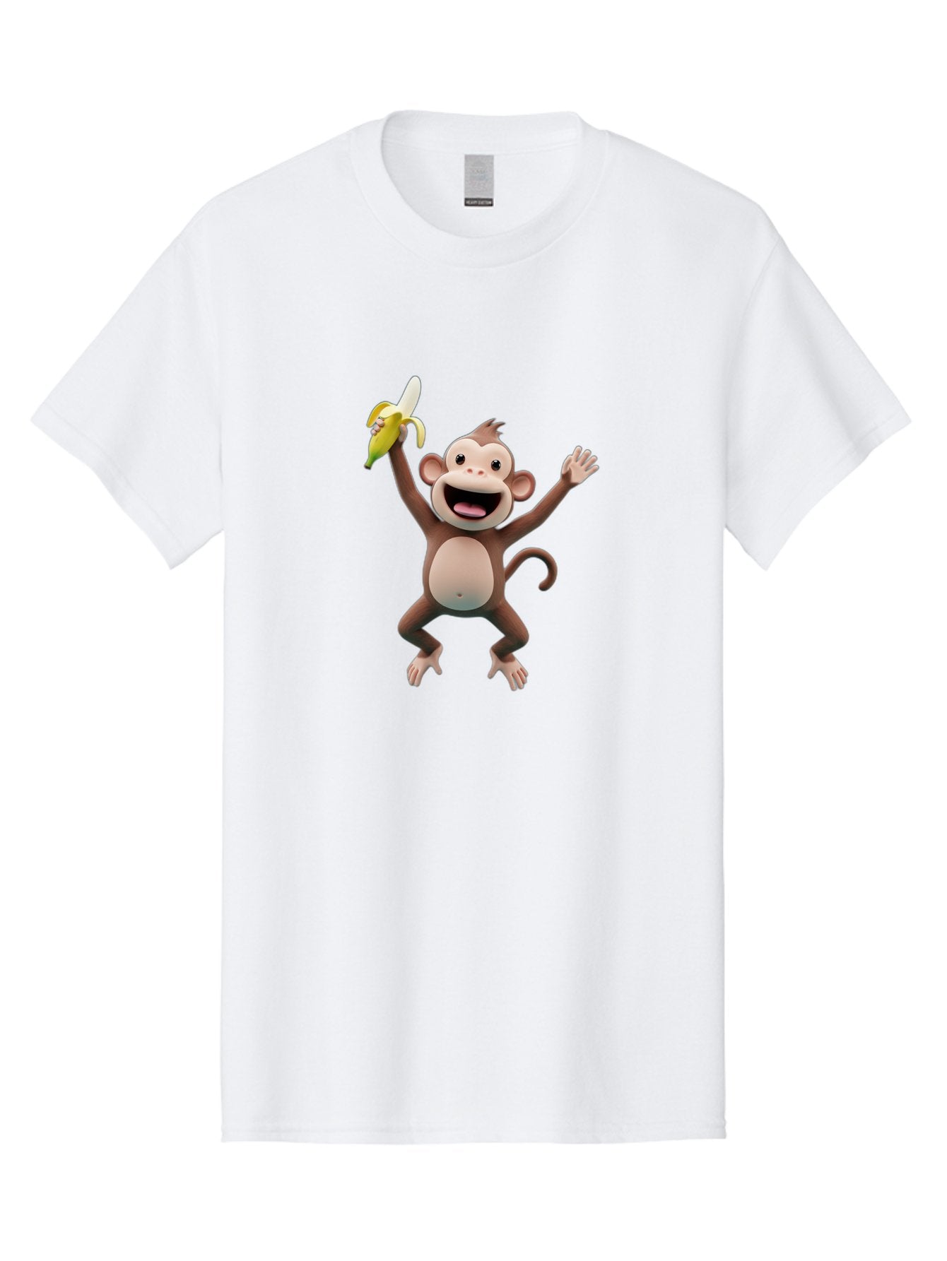Monkey-With-Banana Men'S Graphic Tee, 100% Cotton, Comfortable Casual Summer Wear, Machine Washable, Cartoon Monkey, Playful Primate, Banana Treat, Funny Character, Joyful Expression, Animated Figure, Primate Portrait, Banana Snack, Bae543 3