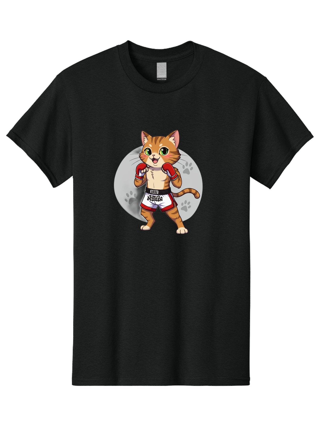Muay-Thai-Cat-3 Men'S Graphic Tee, 100% Cotton, Comfortable Casual Summer Wear, Machine Washable, Cartoon Cat, Muay Thai Fighter, Boxing Gloves, Martial Arts, Animal Athlete, Boxing Shorts, Muay, Kitty, Fighting Cat, Boxing Cat, Muay Thai Cat Bae552 14