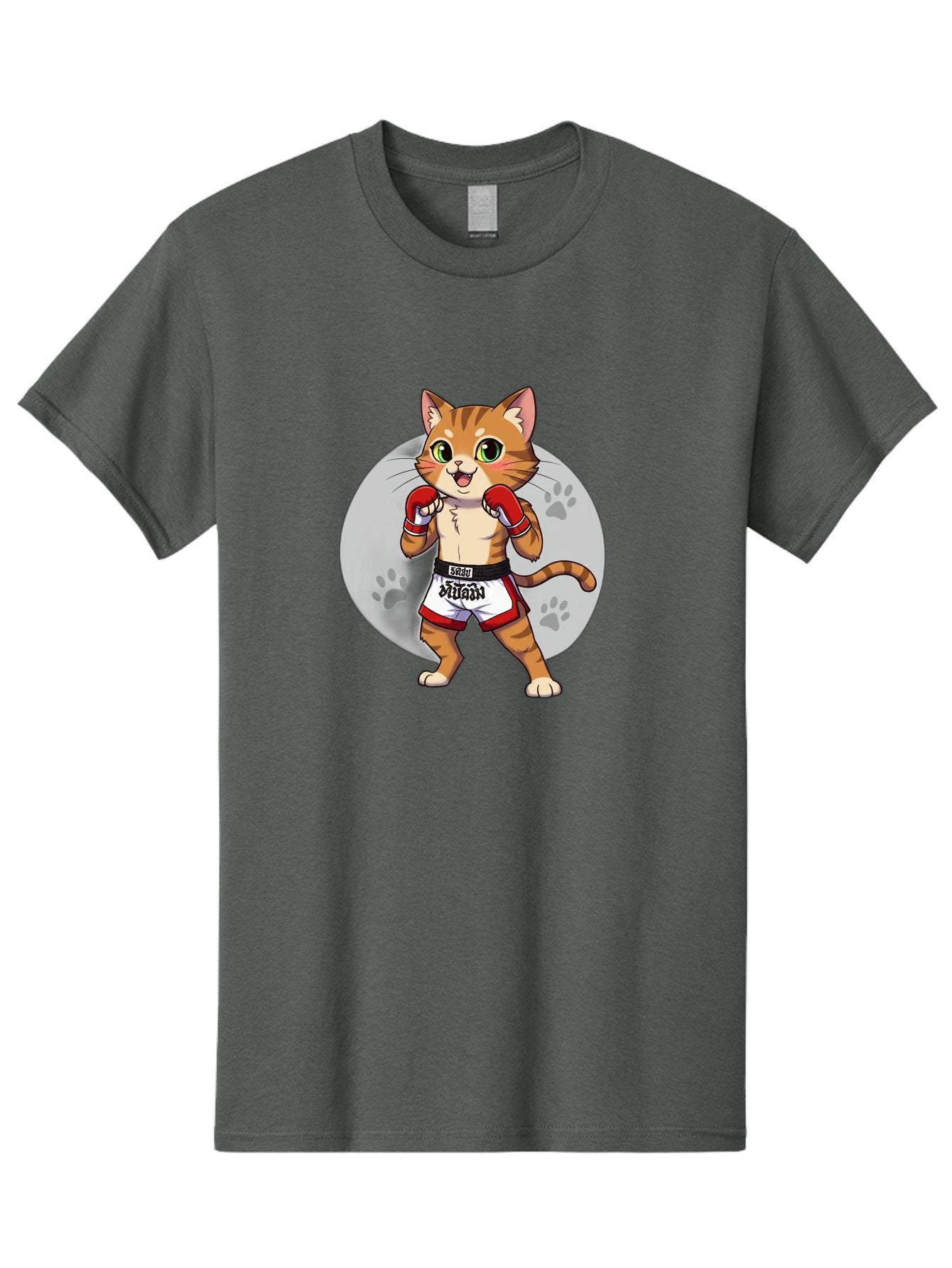 Muay-Thai-Cat-3 Men'S Graphic Tee, 100% Cotton, Comfortable Casual Summer Wear, Machine Washable, Cartoon Cat, Muay Thai Fighter, Boxing Gloves, Martial Arts, Animal Athlete, Boxing Shorts, Muay, Kitty, Fighting Cat, Boxing Cat, Muay Thai Cat Bae552 12