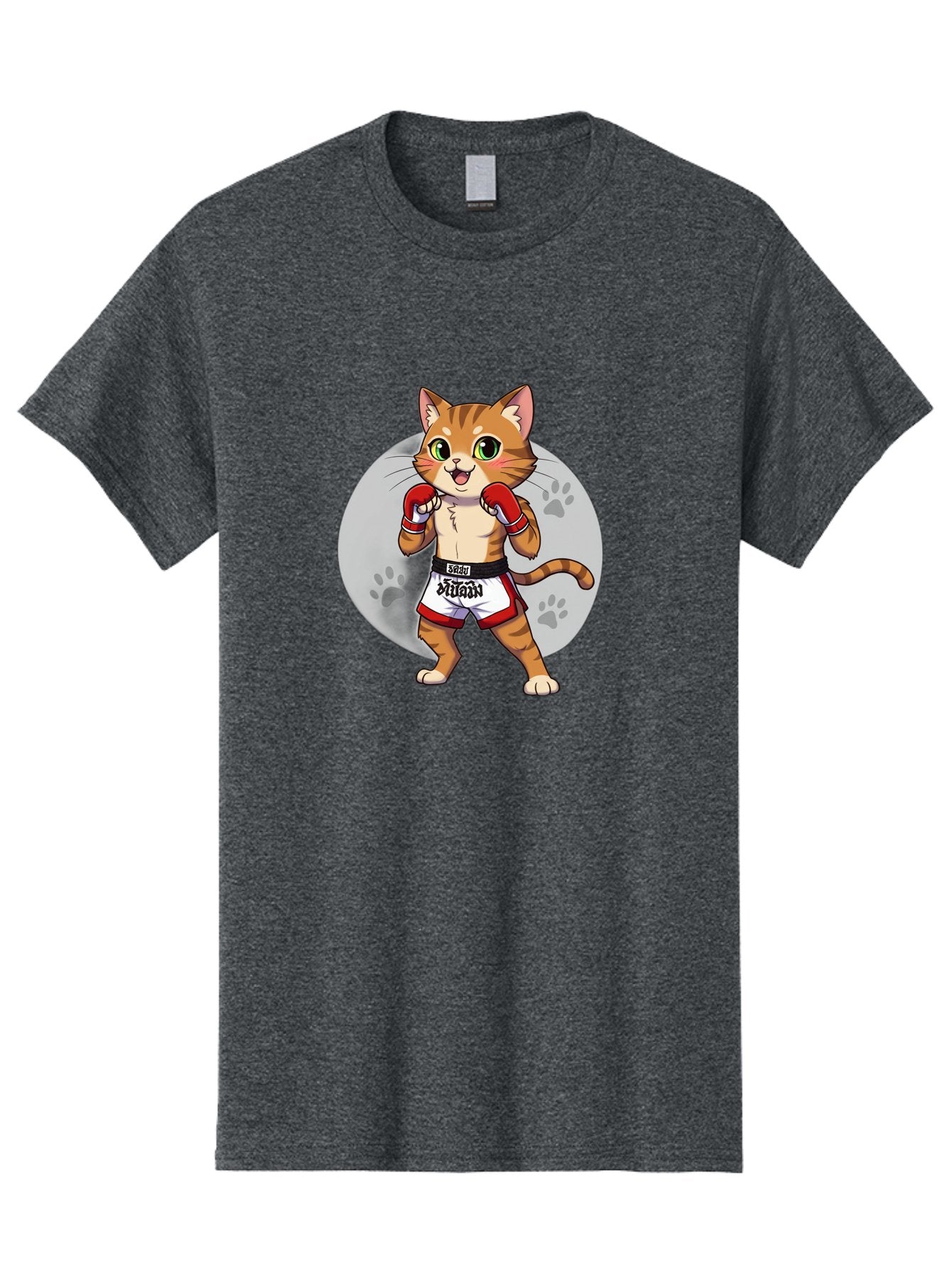 Muay-Thai-Cat-3 Men'S Graphic Tee, 100% Cotton, Comfortable Casual Summer Wear, Machine Washable, Cartoon Cat, Muay Thai Fighter, Boxing Gloves, Martial Arts, Animal Athlete, Boxing Shorts, Muay, Kitty, Fighting Cat, Boxing Cat, Muay Thai Cat Bae552 10