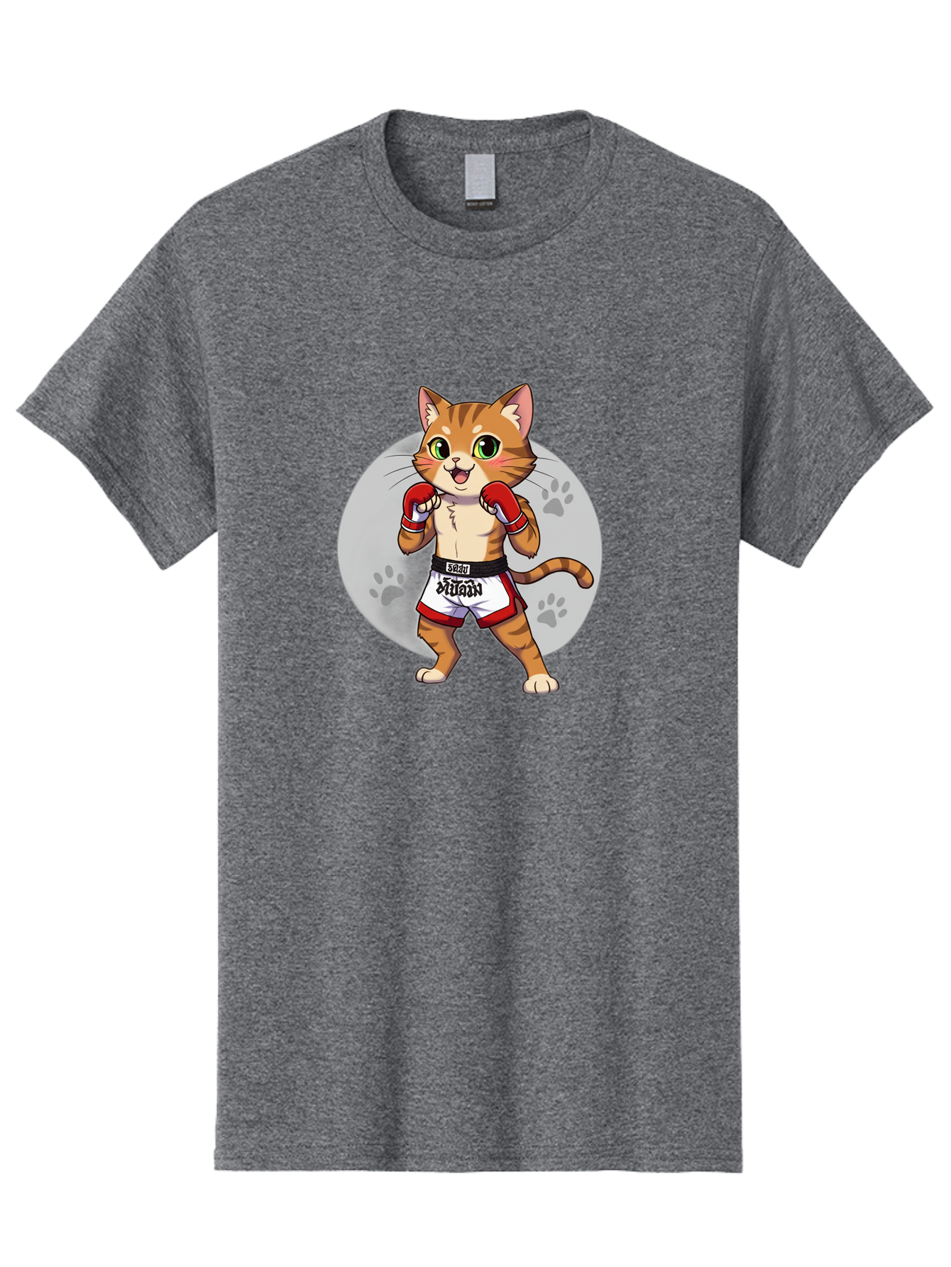 Muay-Thai-Cat-3 Men'S Graphic Tee, 100% Cotton, Comfortable Casual Summer Wear, Machine Washable, Cartoon Cat, Muay Thai Fighter, Boxing Gloves, Martial Arts, Animal Athlete, Boxing Shorts, Muay, Kitty, Fighting Cat, Boxing Cat, Muay Thai Cat Bae552 9