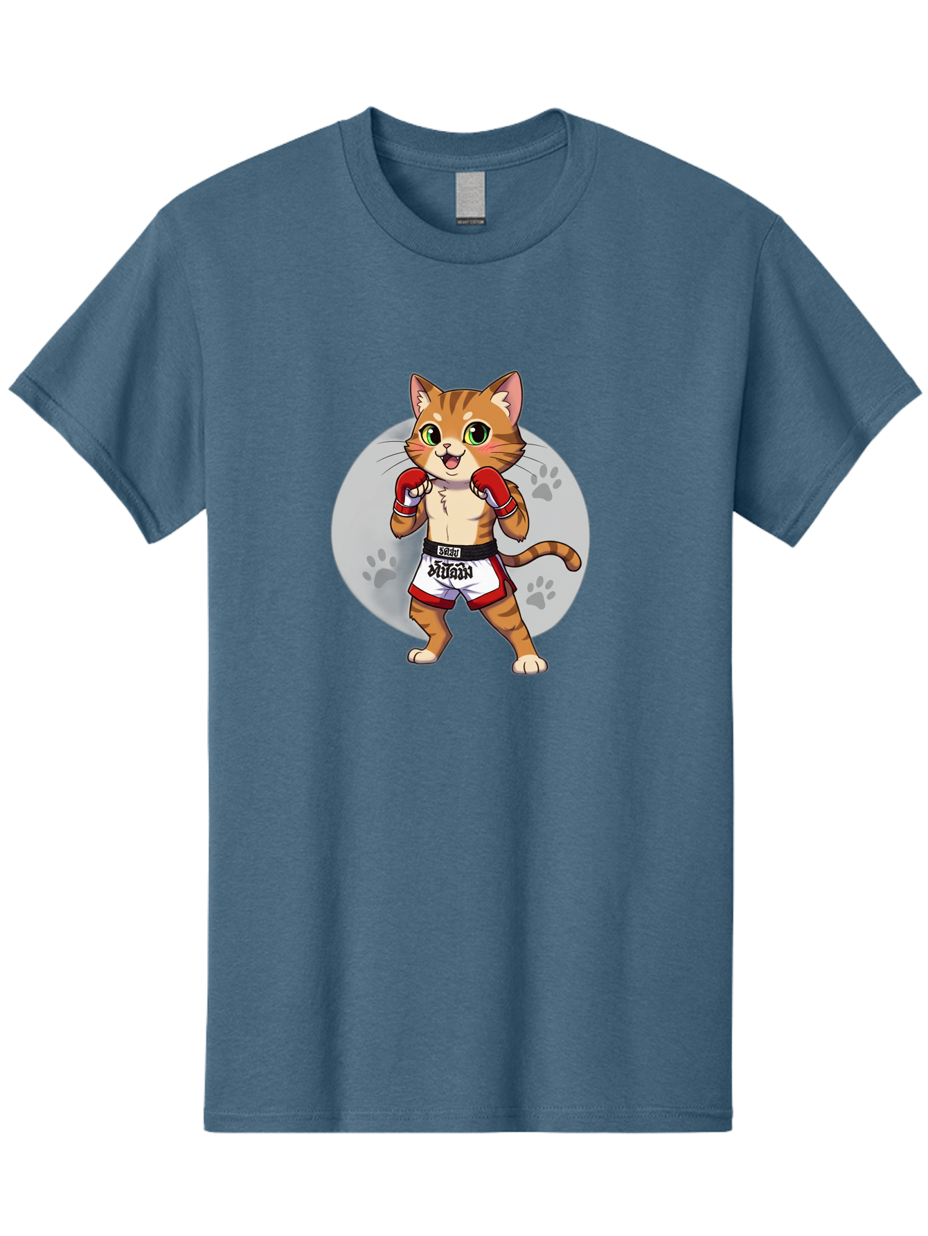 Muay-Thai-Cat-3 Men'S Graphic Tee, 100% Cotton, Comfortable Casual Summer Wear, Machine Washable, Cartoon Cat, Muay Thai Fighter, Boxing Gloves, Martial Arts, Animal Athlete, Boxing Shorts, Muay, Kitty, Fighting Cat, Boxing Cat, Muay Thai Cat Bae552 13