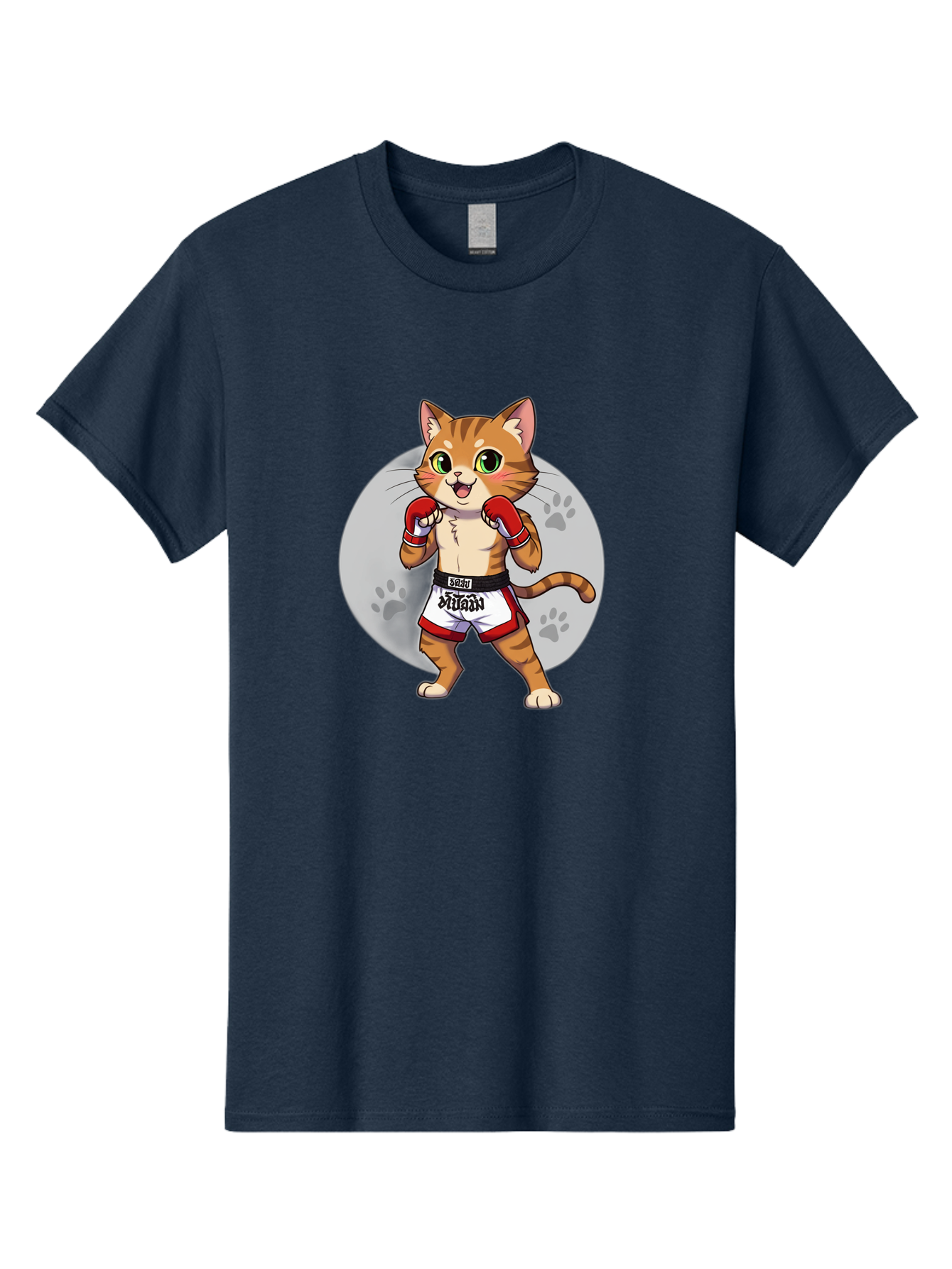 Muay-Thai-Cat-3 Men'S Graphic Tee, 100% Cotton, Comfortable Casual Summer Wear, Machine Washable, Cartoon Cat, Muay Thai Fighter, Boxing Gloves, Martial Arts, Animal Athlete, Boxing Shorts, Muay, Kitty, Fighting Cat, Boxing Cat, Muay Thai Cat Bae552 10