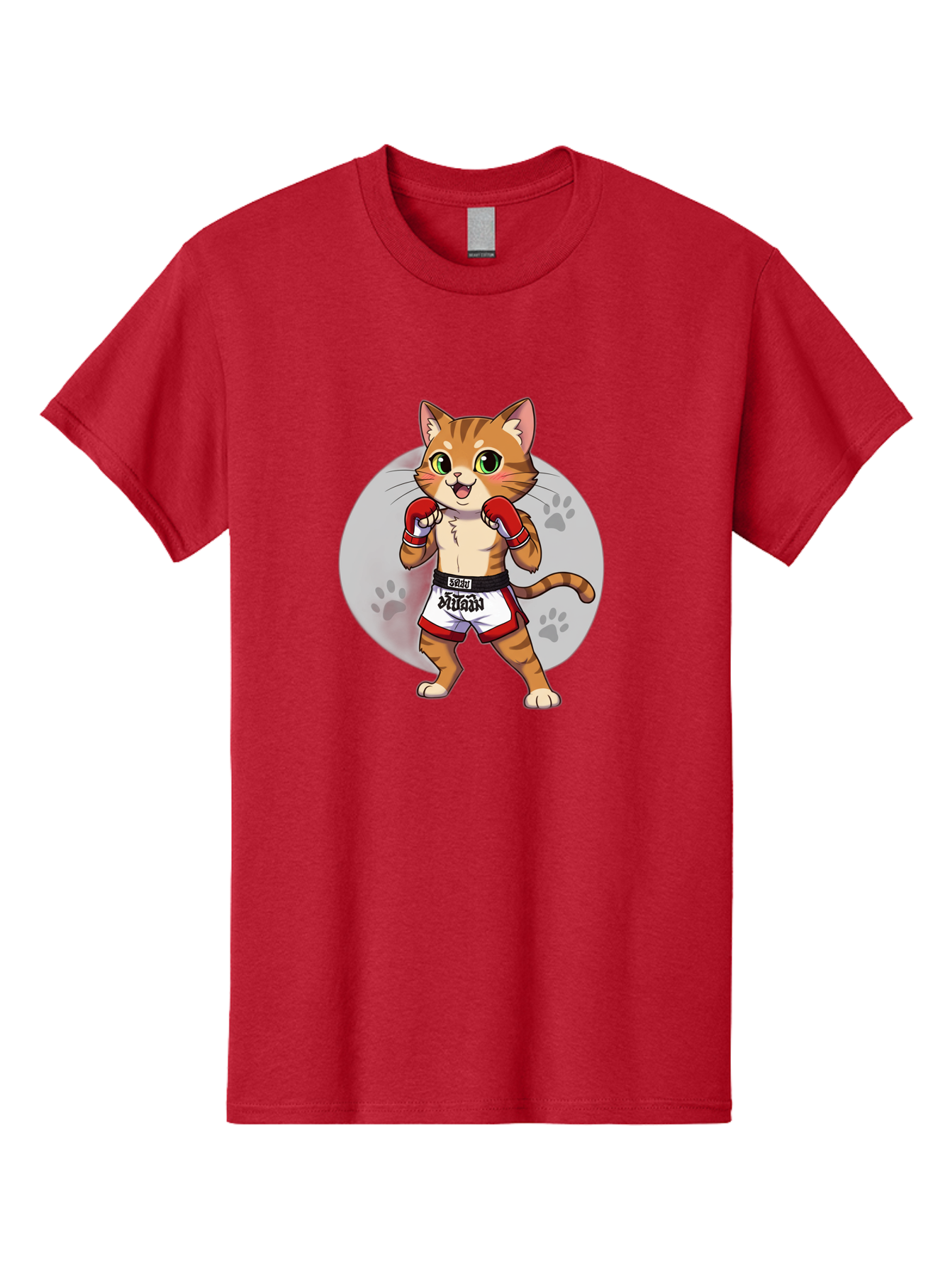 Muay-Thai-Cat-3 Men'S Graphic Tee, 100% Cotton, Comfortable Casual Summer Wear, Machine Washable, Cartoon Cat, Muay Thai Fighter, Boxing Gloves, Martial Arts, Animal Athlete, Boxing Shorts, Muay, Kitty, Fighting Cat, Boxing Cat, Muay Thai Cat Bae552 7