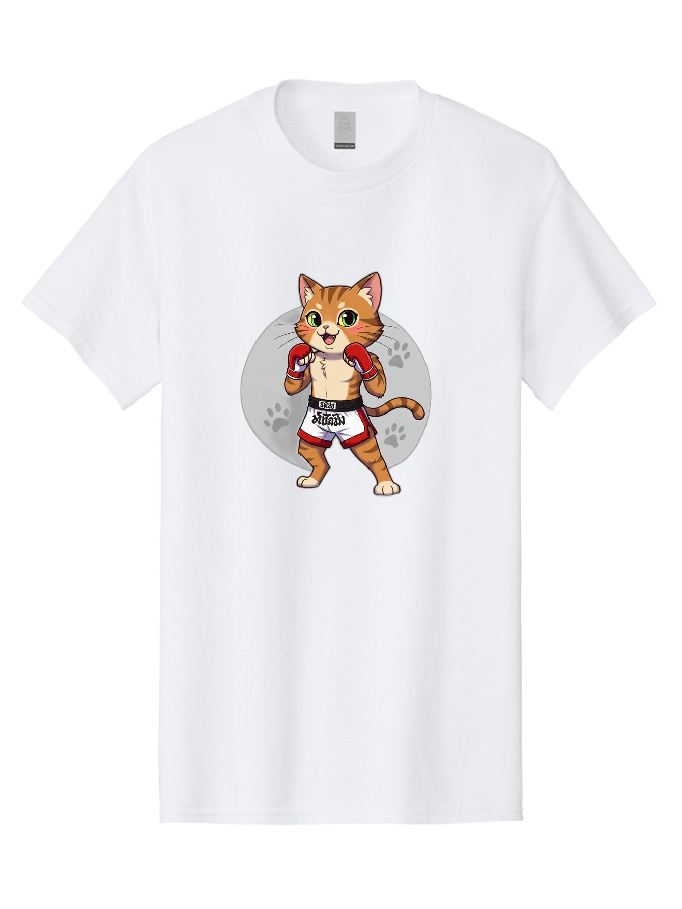 Muay-Thai-Cat-3 Men'S Graphic Tee, 100% Cotton, Comfortable Casual Summer Wear, Machine Washable, Cartoon Cat, Muay Thai Fighter, Boxing Gloves, Martial Arts, Animal Athlete, Boxing Shorts, Muay, Kitty, Fighting Cat, Boxing Cat, Muay Thai Cat Bae552 4