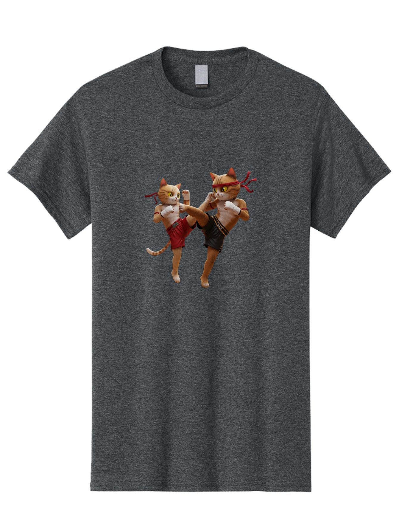 Muay-Thai-Cats Men'S Graphic Tee, 100% Cotton, Comfortable Casual Summer Wear, Machine Washable, Cartoon Cats Fighting, Martial Arts, Muay Thai, Boxing Cats, Anthropomorphic Cats, Action Pose, Dynamic Scene, Funny Cats, Cat Fight, Bae560 8