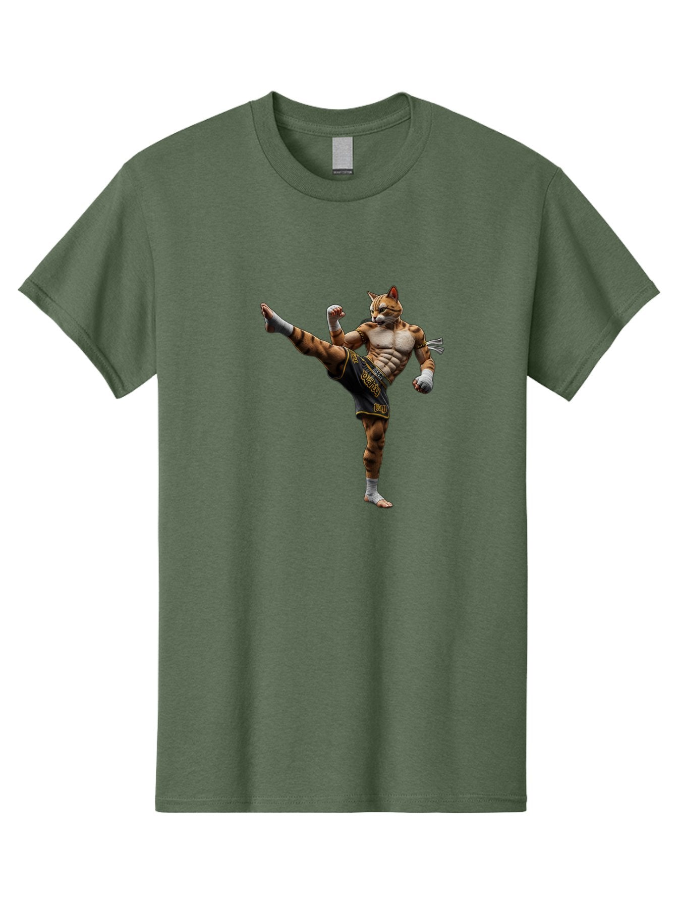 Muay-Thai-Tiger Men'S Graphic Tee, 100% Cotton, Comfortable Casual Summer Wear, Machine Washable, Cat Man In Kickboxing Pose, Muay Thai Fighter, Martial Arts, Kickboxing Stance, Action Figure, Cartoon Character, Humorous Illustration, Bae563 14