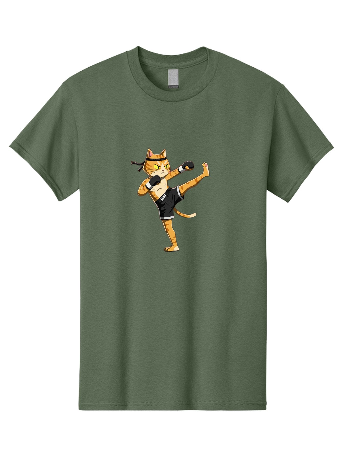 Muay Men'S Graphic Tee, 100% Cotton, Comfortable Casual Summer Wear, Machine Washable, Cartoon Cat, Muay Thai Fighter, Martial Arts, Kickboxing, Fighting Stance, Boxing Gloves, Muay, Ninja, Thai Boxing Bae564 5