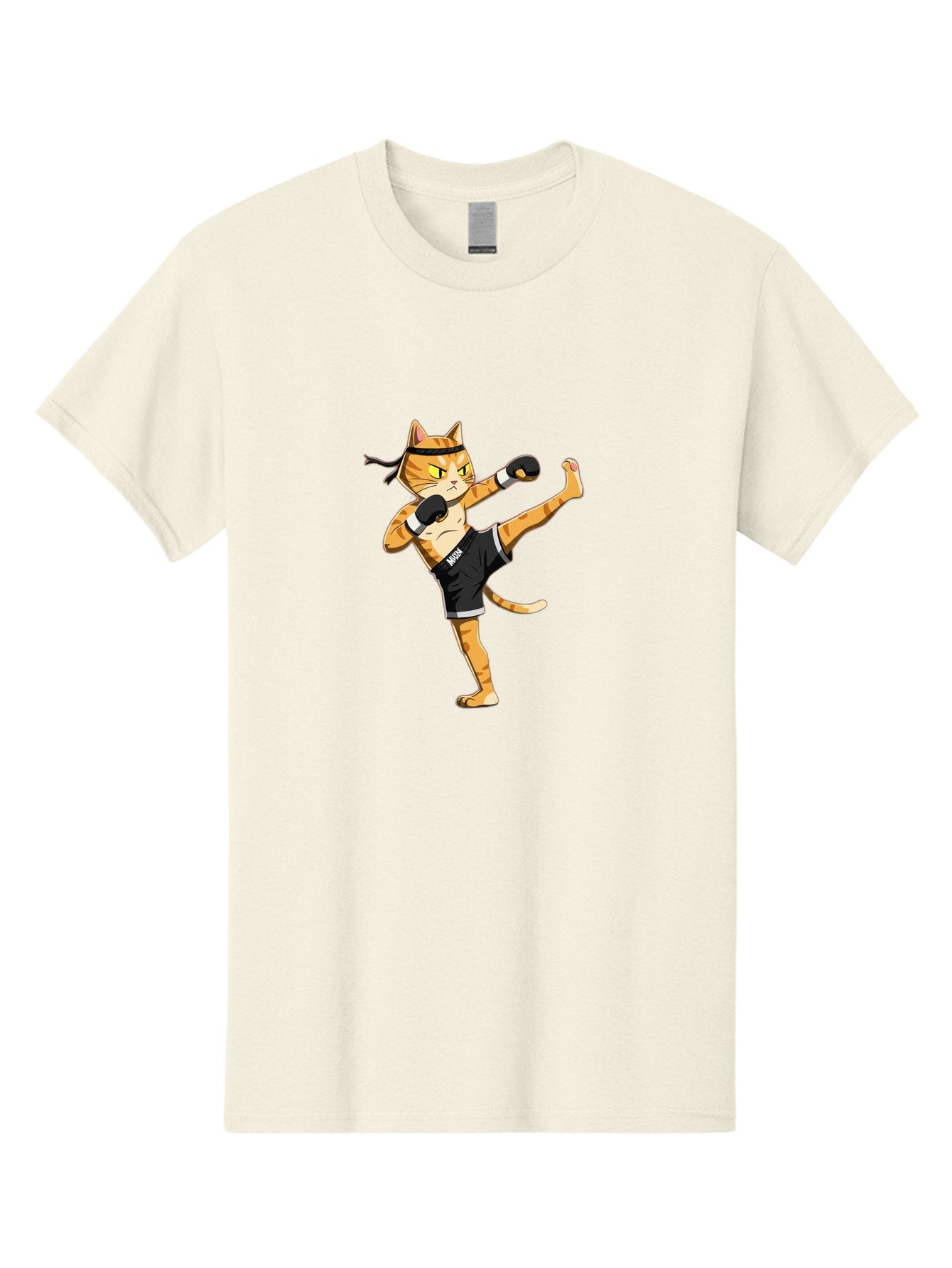 Muay Men'S Graphic Tee, 100% Cotton, Comfortable Casual Summer Wear, Machine Washable, Cartoon Cat, Muay Thai Fighter, Martial Arts, Kickboxing, Fighting Stance, Boxing Gloves, Muay, Ninja, Thai Boxing Bae564 4