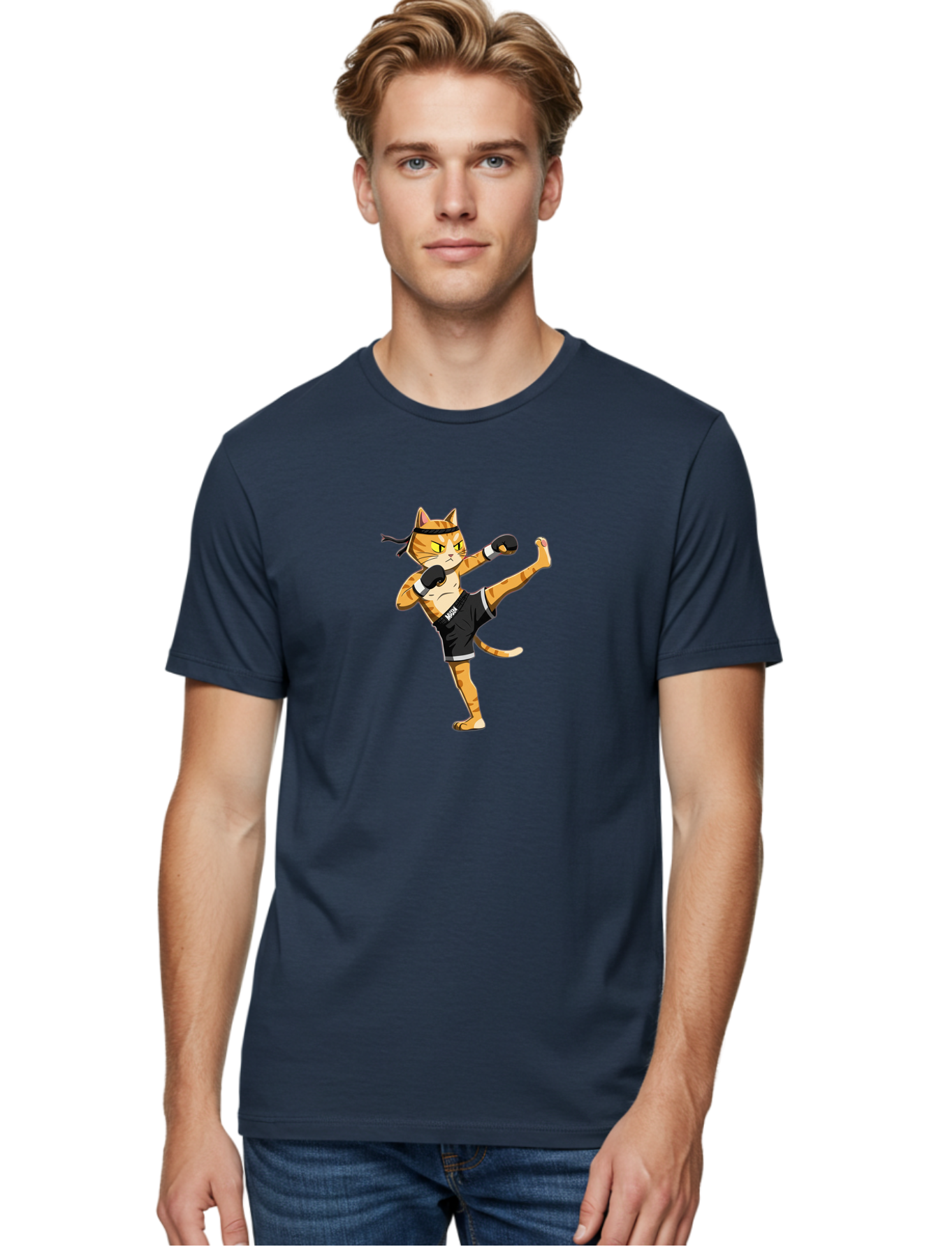 Muay Men'S Graphic Tee, 100% Cotton, Comfortable Casual Summer Wear, Machine Washable, Cartoon Cat, Muay Thai Fighter, Martial Arts, Kickboxing, Fighting Stance, Boxing Gloves, Muay, Ninja, Thai Boxing Bae564 16