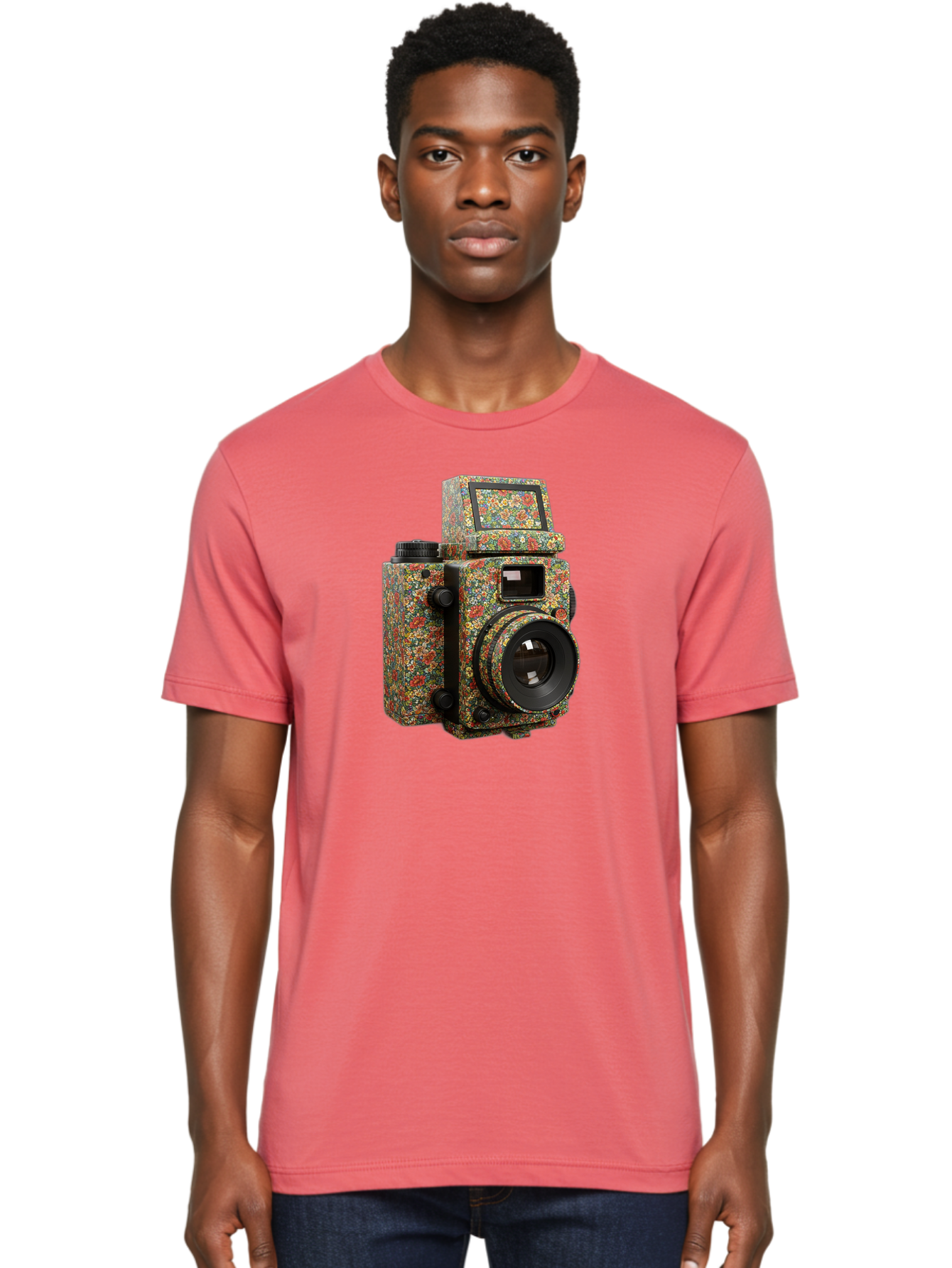 Multicolored-Camera Men'S Graphic Tee, 100% Cotton, Comfortable Casual Summer Wear, Machine Washable, Multicolored Paint Splatters, Artistic Camera Design, Vibrant Decor, Photography Equipment, Creative Expression, Unique Art Piece, Bae565 21