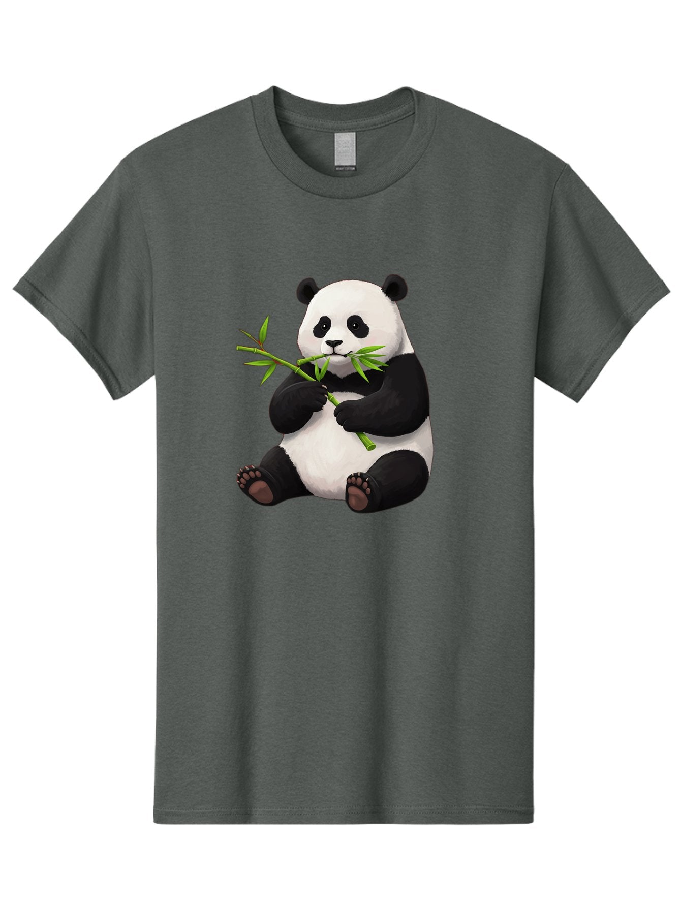 Panda-1 Men'S Graphic Tee, 100% Cotton, Comfortable Casual Summer Wear, Machine Washable, Panda Eating Bamboo, Cartoon Panda, Cute Panda, Adorable Animal, Bamboo Shoots, Black And White Panda, Sitting Panda, Playful Bear, Bamboo Leaves, Bae573
