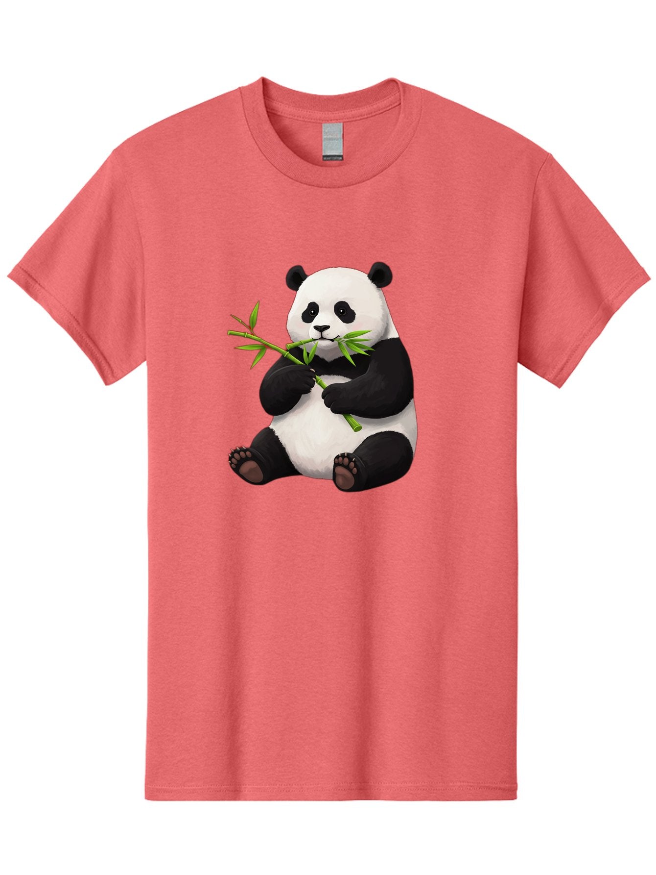 Panda-1 Men'S Graphic Tee, 100% Cotton, Comfortable Casual Summer Wear, Machine Washable, Panda Eating Bamboo, Cartoon Panda, Cute Panda, Adorable Animal, Bamboo Shoots, Black And White Panda, Sitting Panda, Playful Bear, Bamboo Leaves, Bae573 4