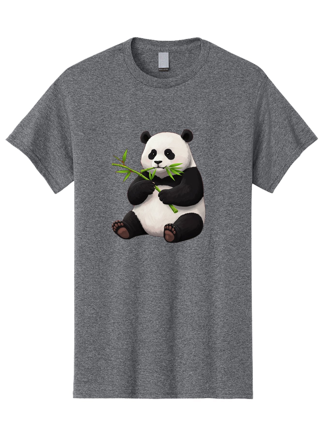 Panda-1 Men'S Graphic Tee, 100% Cotton, Comfortable Casual Summer Wear, Machine Washable, Panda Eating Bamboo, Cartoon Panda, Cute Panda, Adorable Animal, Bamboo Shoots, Black And White Panda, Sitting Panda, Playful Bear, Bamboo Leaves, Bae573 5