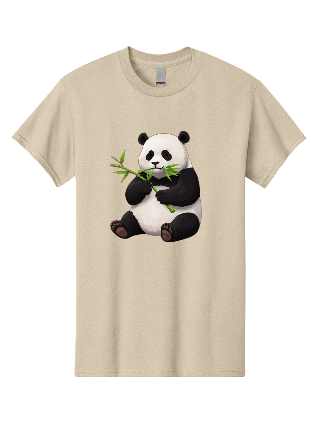 Panda-1 Men'S Graphic Tee, 100% Cotton, Comfortable Casual Summer Wear, Machine Washable, Panda Eating Bamboo, Cartoon Panda, Cute Panda, Adorable Animal, Bamboo Shoots, Black And White Panda, Sitting Panda, Playful Bear, Bamboo Leaves, Bae573