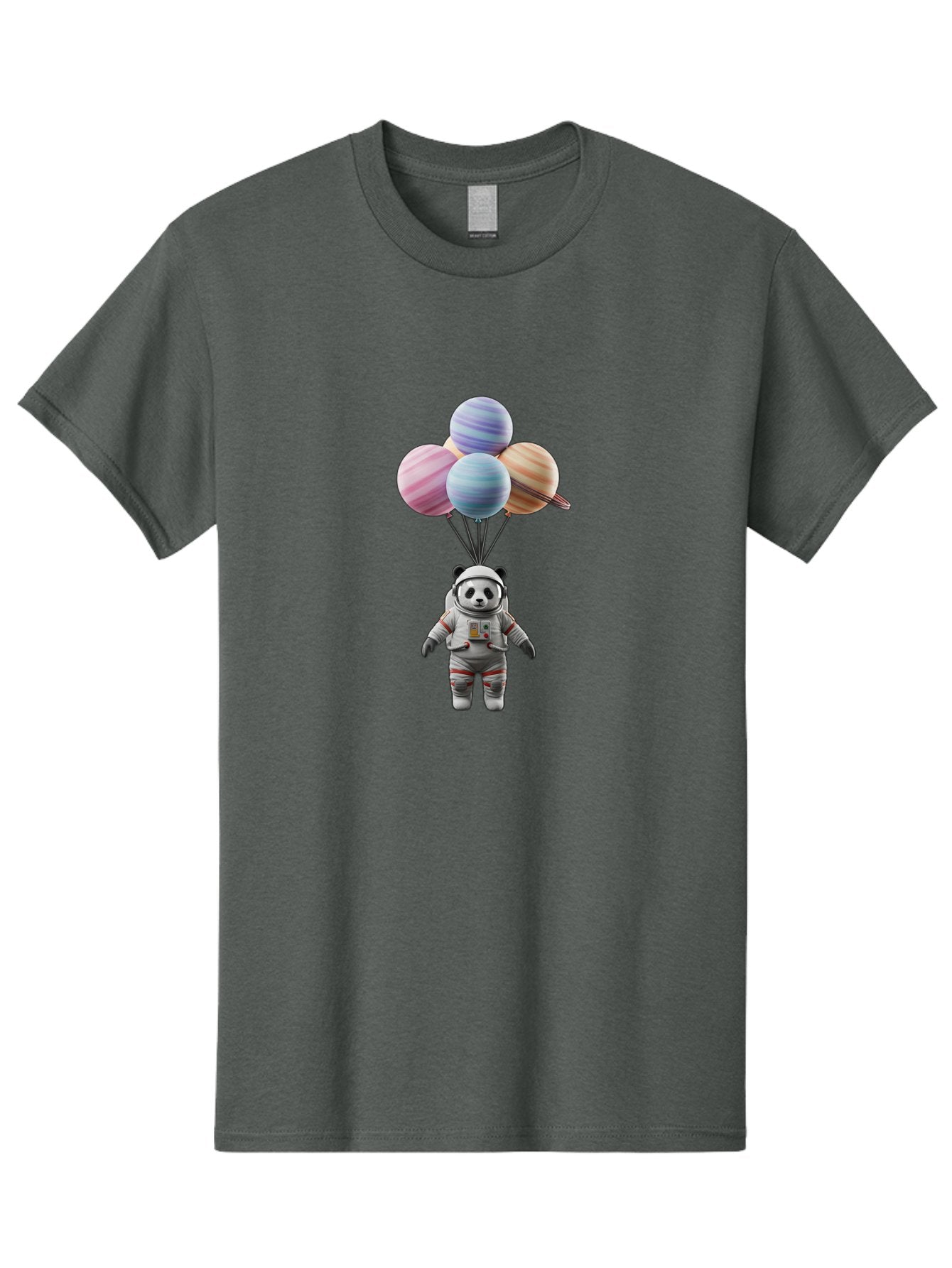 Panda-Astronaut Men'S Graphic Tee, 100% Cotton, Comfortable Casual Summer Wear, Machine Washable, Panda In Astronaut Suit, Floating In Space, Planet Balloons, 3D Illustration, Fantasy Scene, Colorful Art, Surrealism, Astronomy, Space Travel, Bae574 13