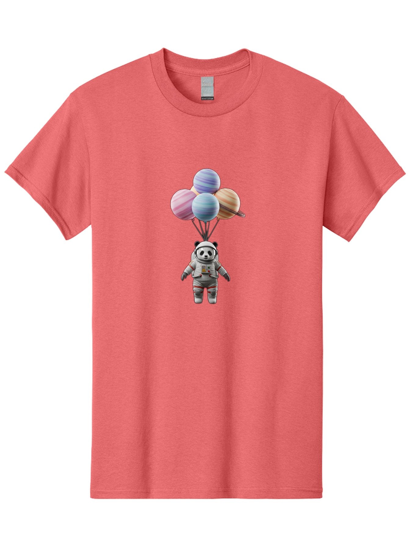 Panda-Astronaut Men'S Graphic Tee, 100% Cotton, Comfortable Casual Summer Wear, Machine Washable, Panda In Astronaut Suit, Floating In Space, Planet Balloons, 3D Illustration, Fantasy Scene, Colorful Art, Surrealism, Astronomy, Space Travel, Bae574 10